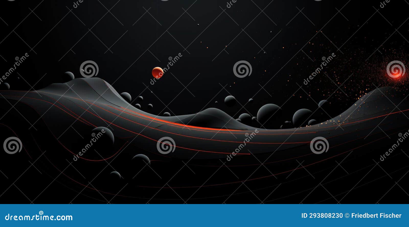 A Black and Red Background with a Red Ball in the Middle Stock