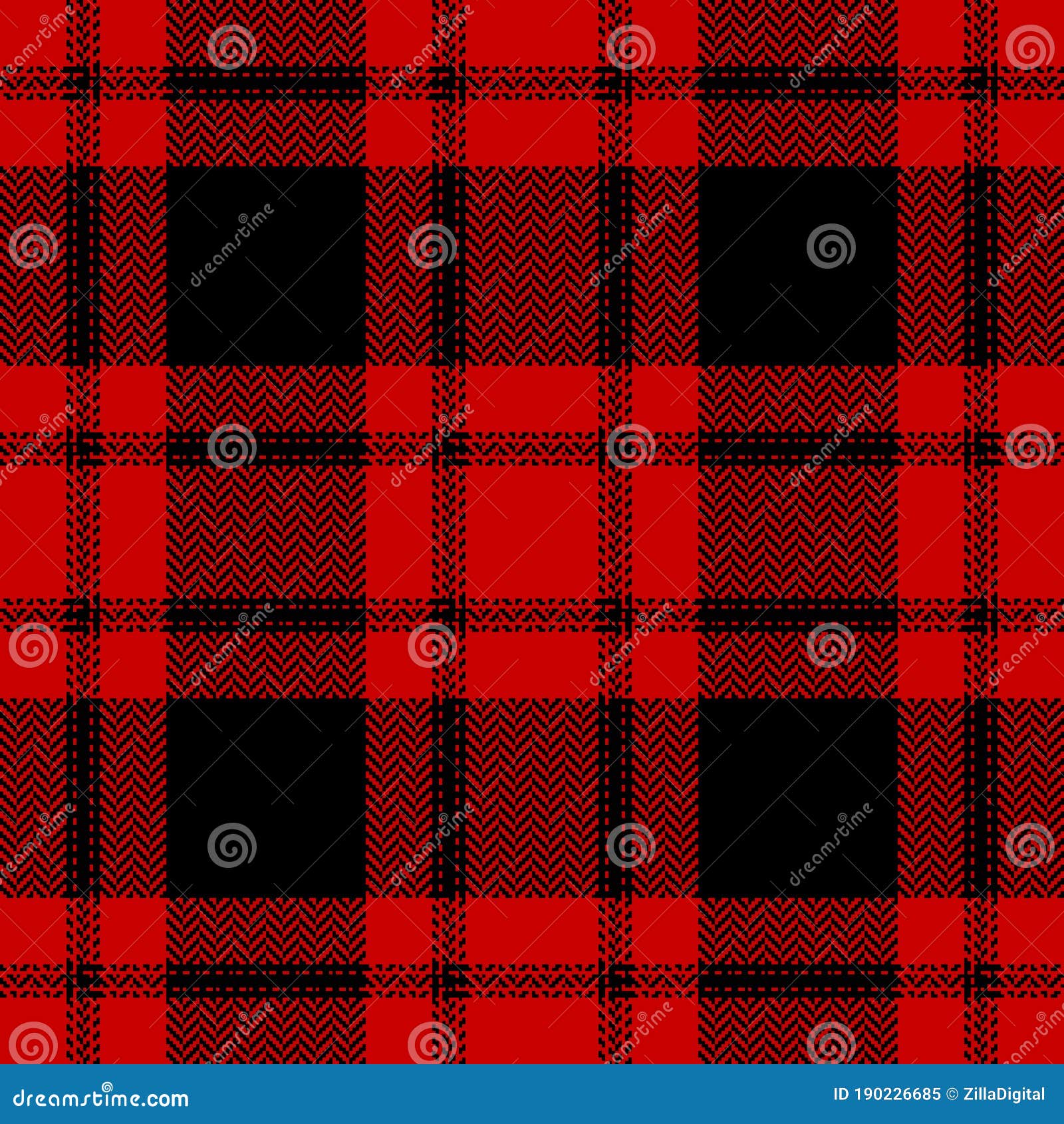 Black and Red Buffalo Check Plaid Pattern Vector. Seamless Dark ...