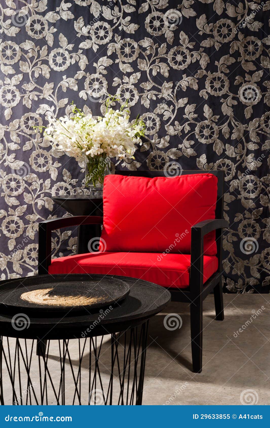 Black red Chair stock image. Image of floor, designer 29633855