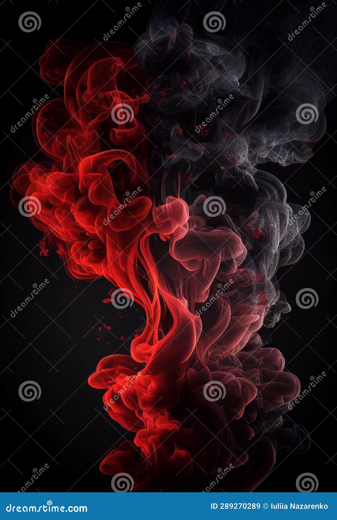 Black and Red Smoke on a Dark Background. AI Generated Stock Image
