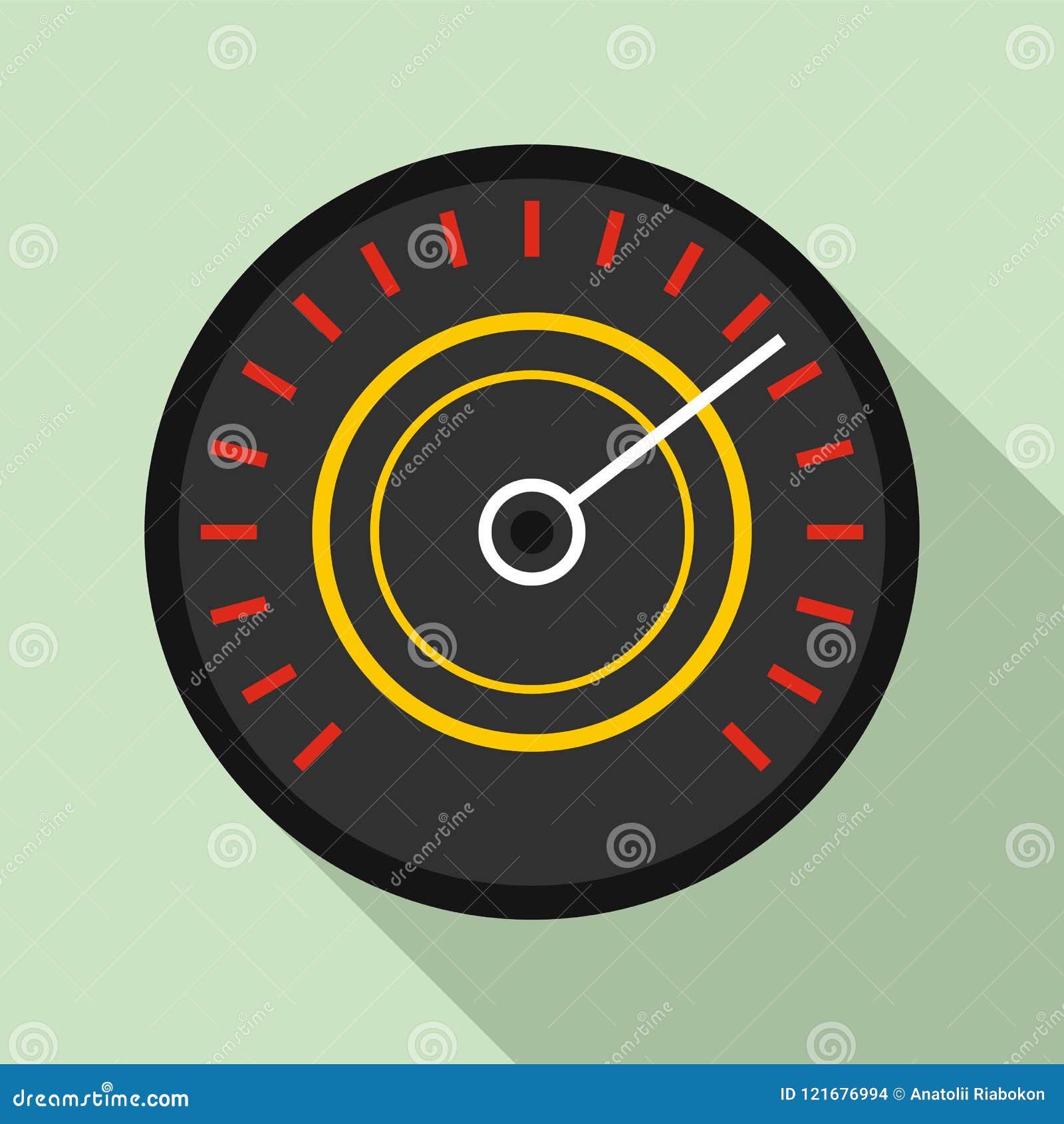 Black Red Speedometer Icon, Flat Style Stock Vector Illustration of