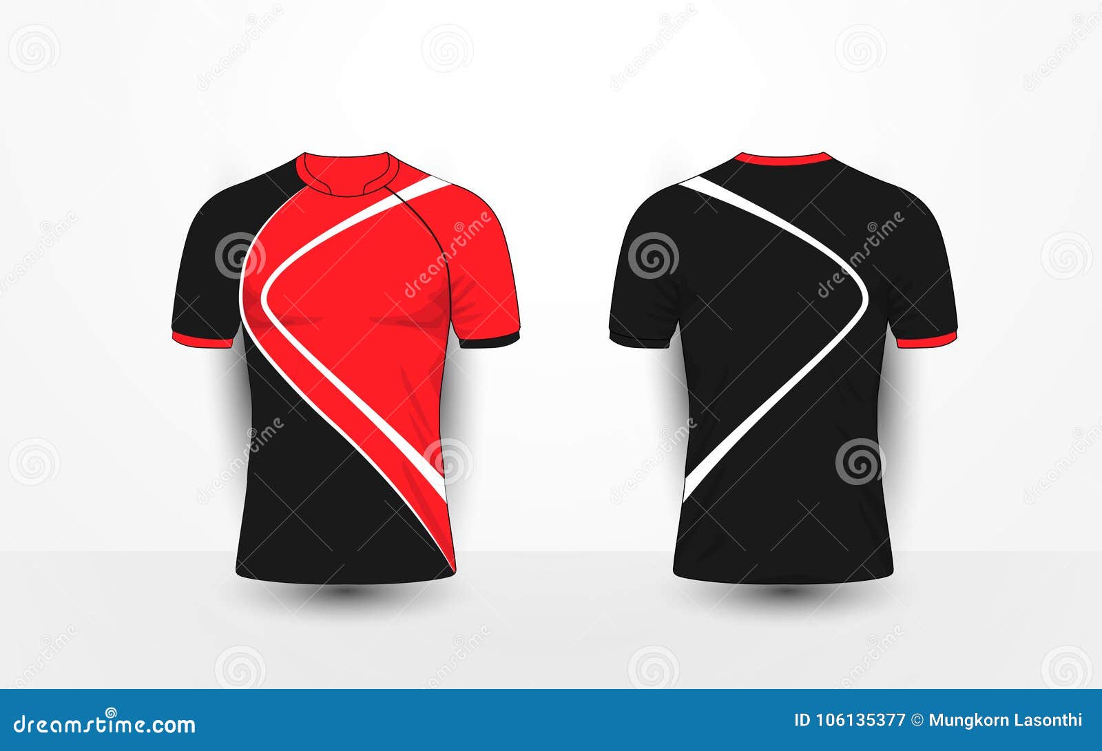black and red with white lines sport football kits, jersey, t-shirt  template
