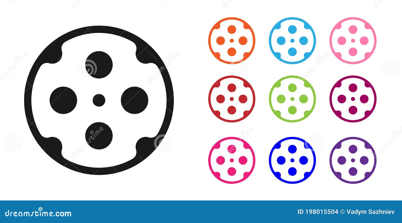 Black Revolver Cylinder Icon Isolated on White Background. Set Icons