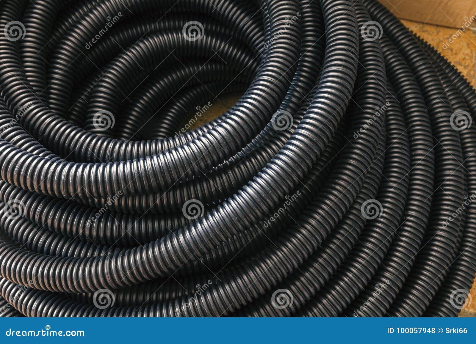 Black ribbed plastic hose stock photo. Image of circle 100057948