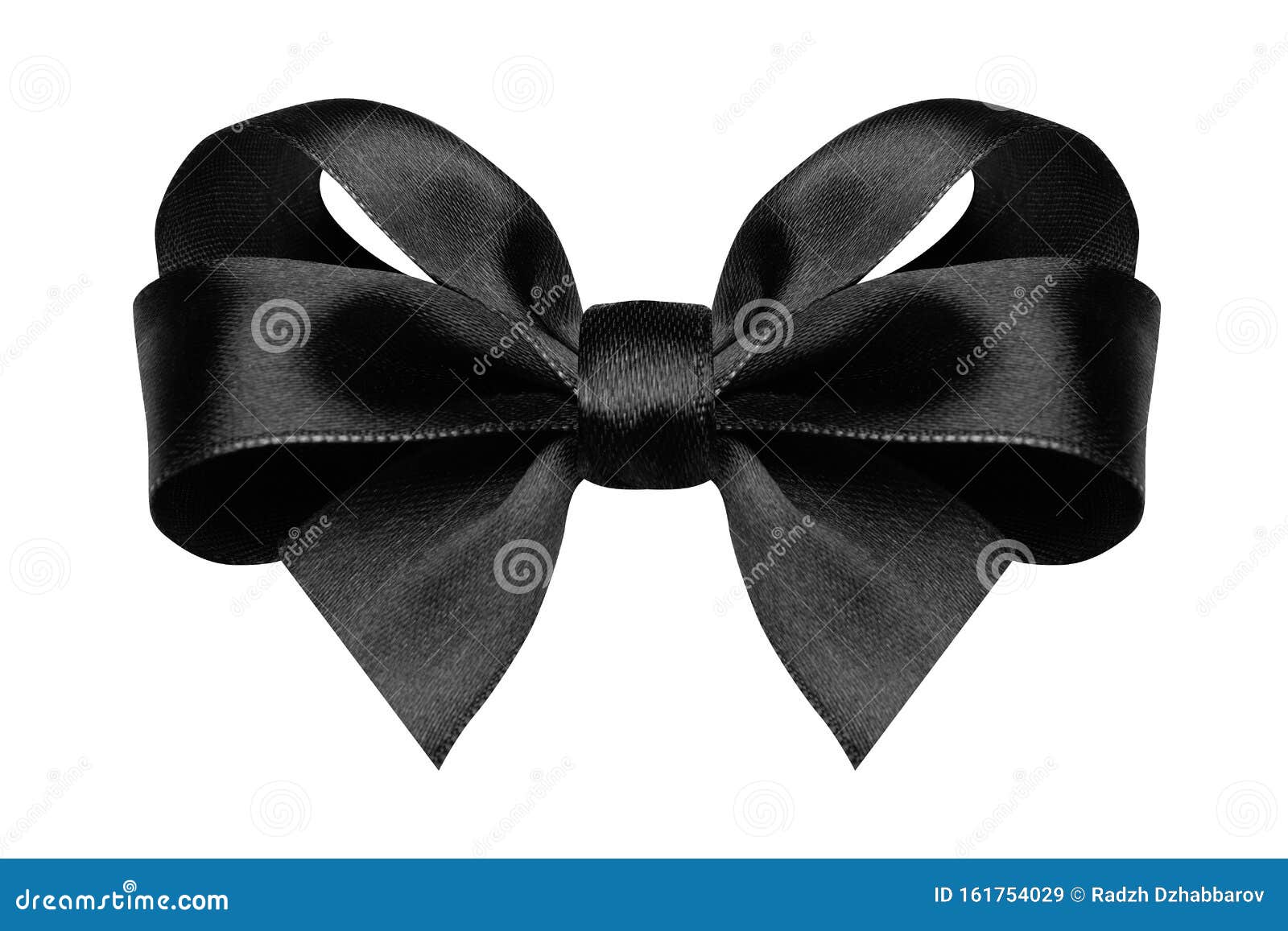 Black silk ribbon and bow on marble background, flatlay, Stock image