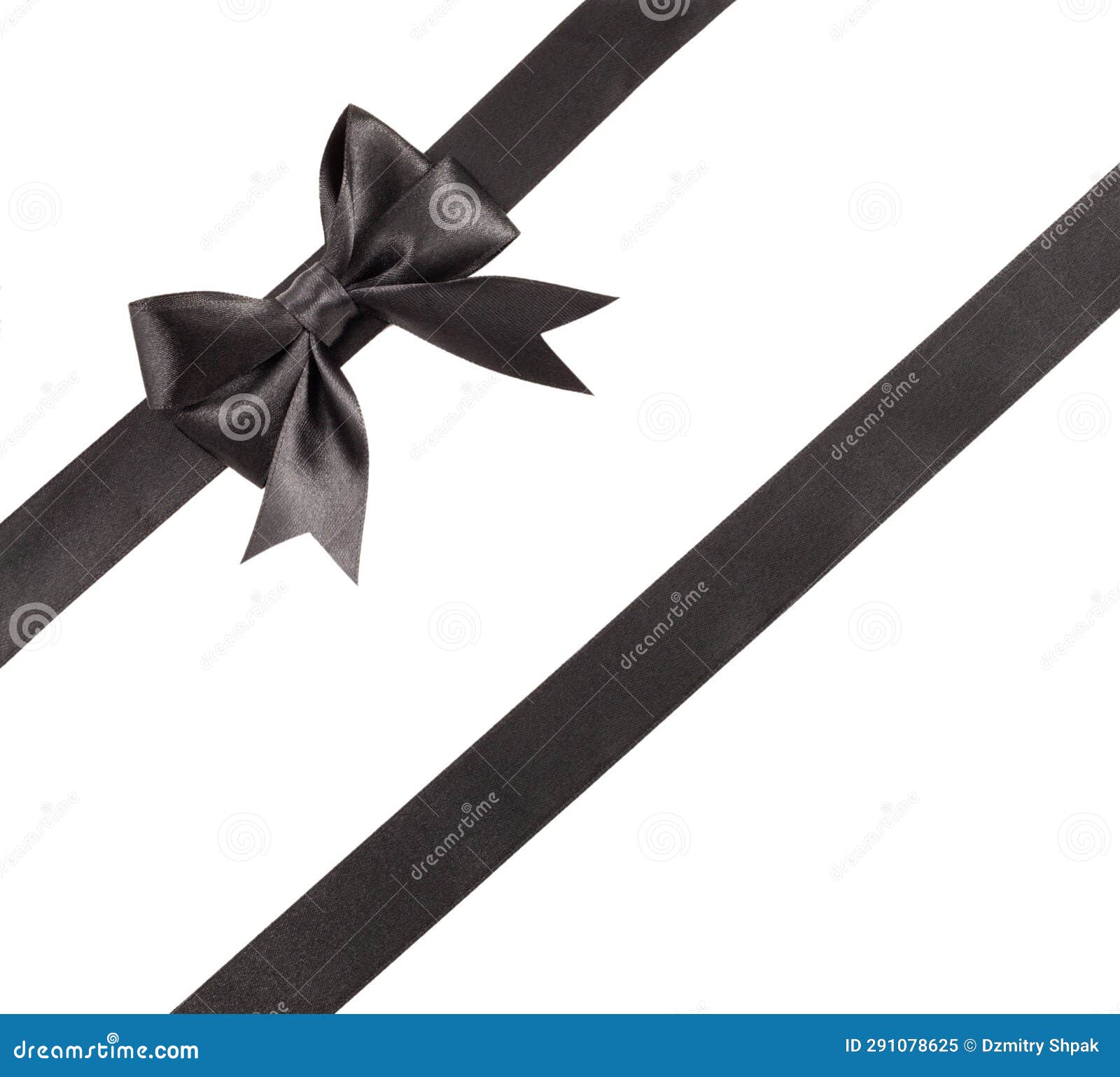 Black Ribbon with Bow Isolated on White Background Stock Image Image of elegance, satin 291078625
