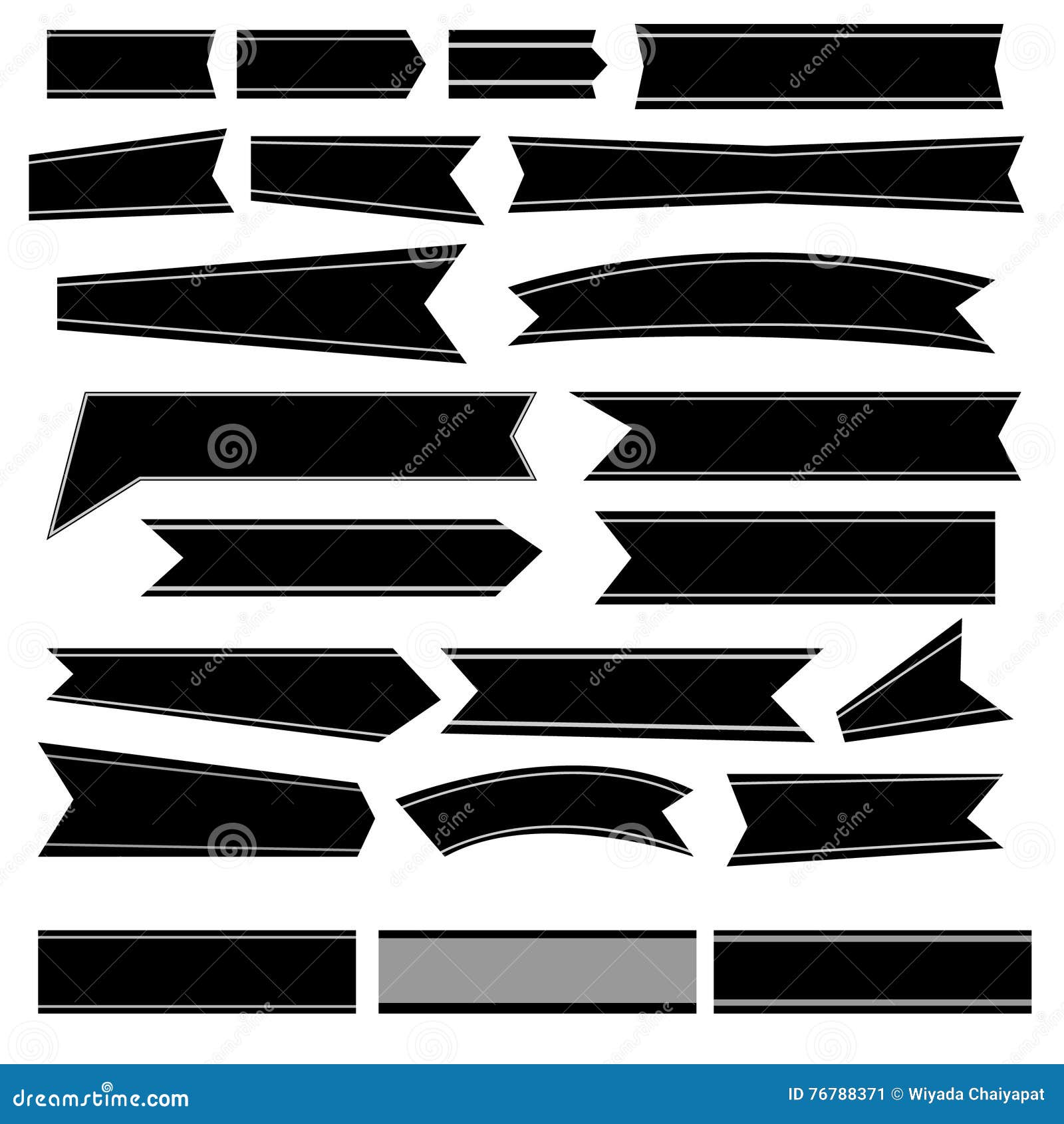 Black Ribbon Icons Set Vector Stock Vector Illustration Of Banners