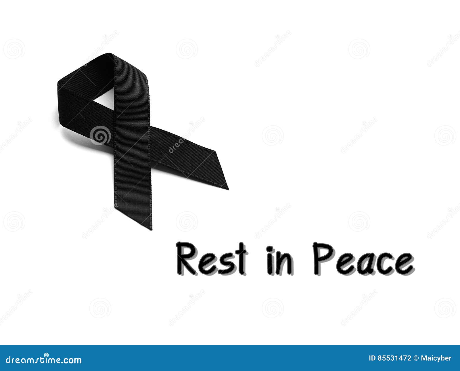 Black Ribbon for Mourning with Rest in Peace Text Stock Photo ...