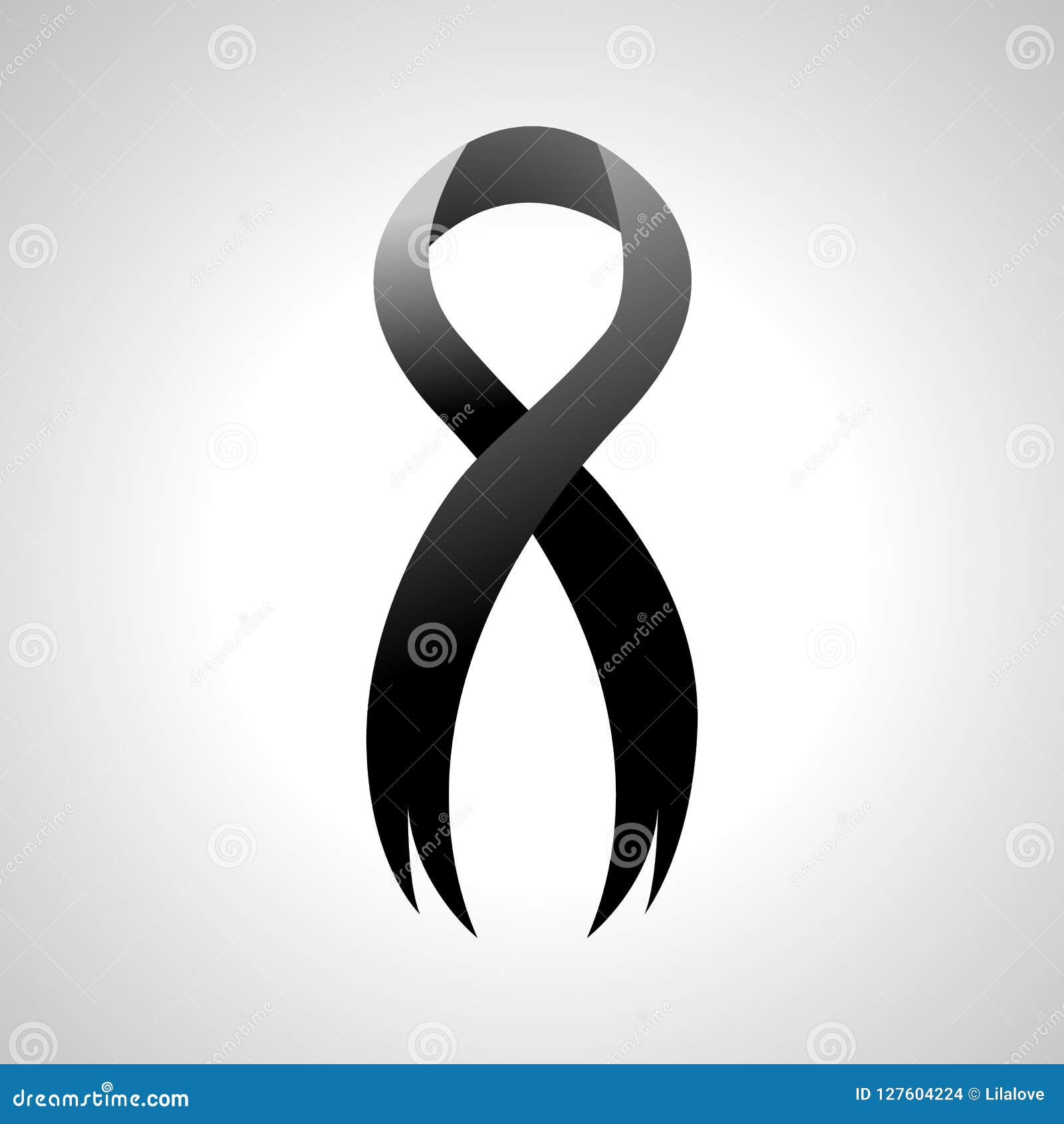 Black ribbon symbol, icon stock illustration. Illustration of card