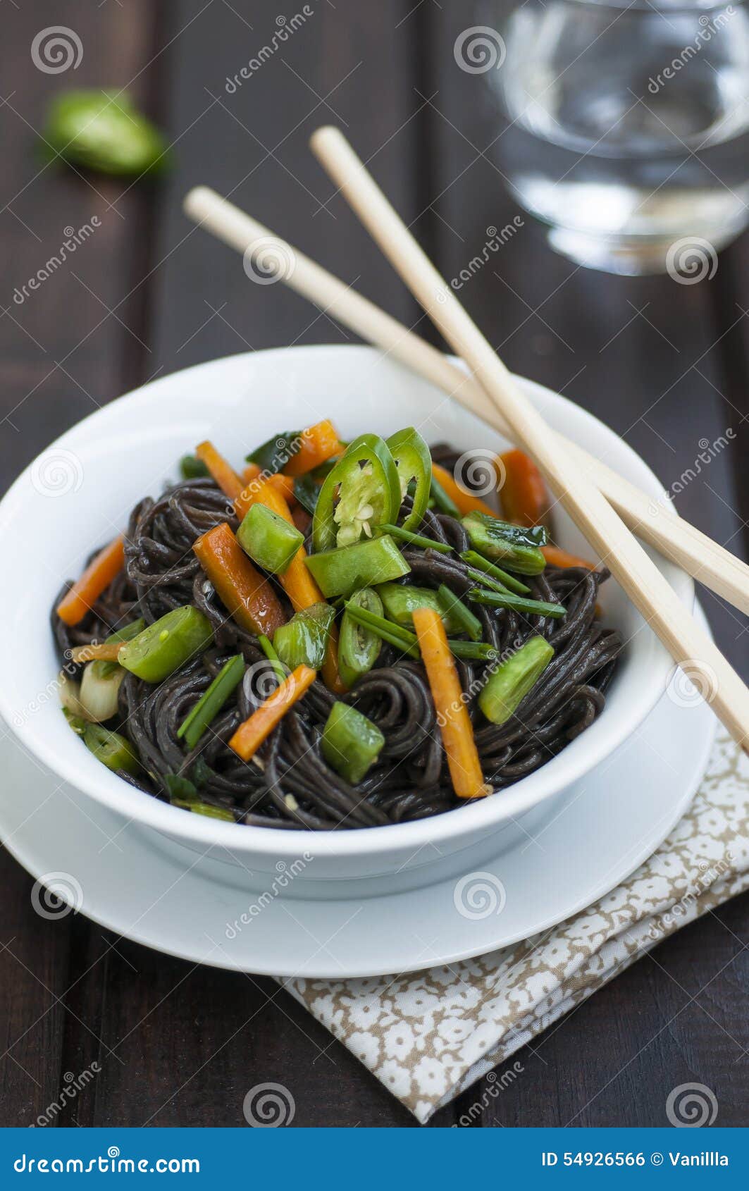 Black rice noodles stock photo. Image of pepper, healthy 54926566
