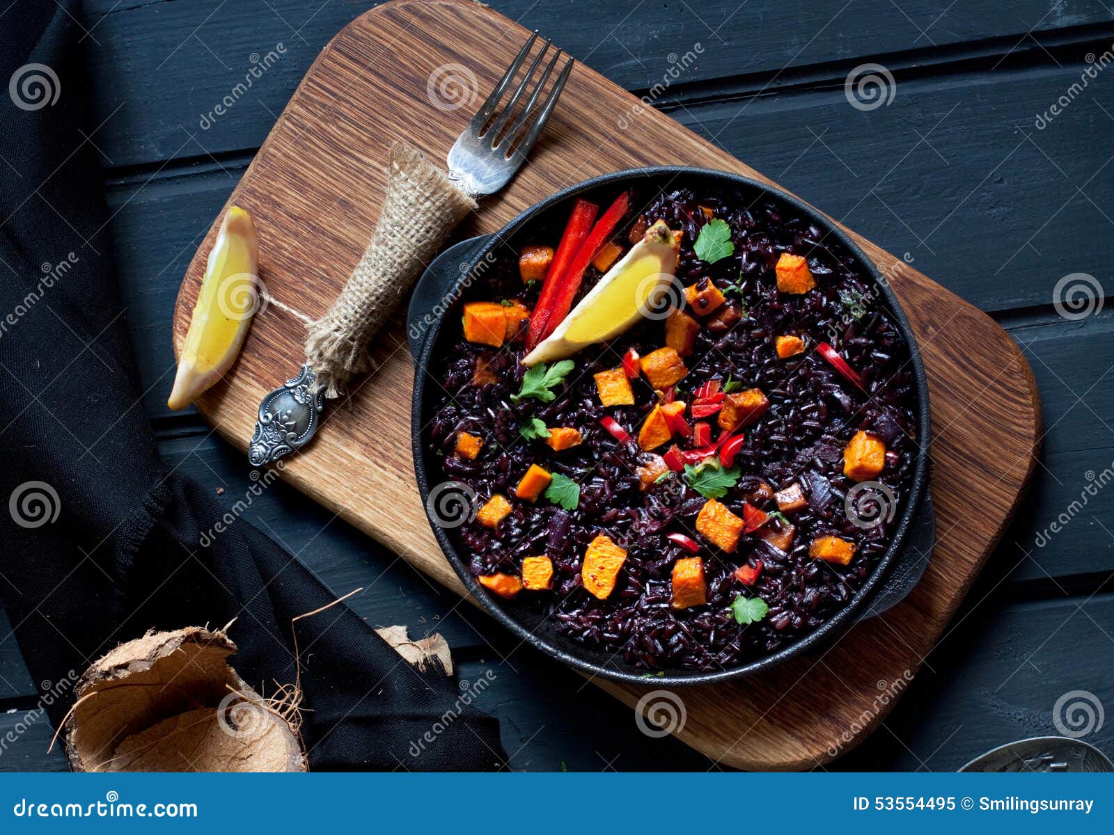 Black rice paella stock image. Image of healthy, chinese 53554495