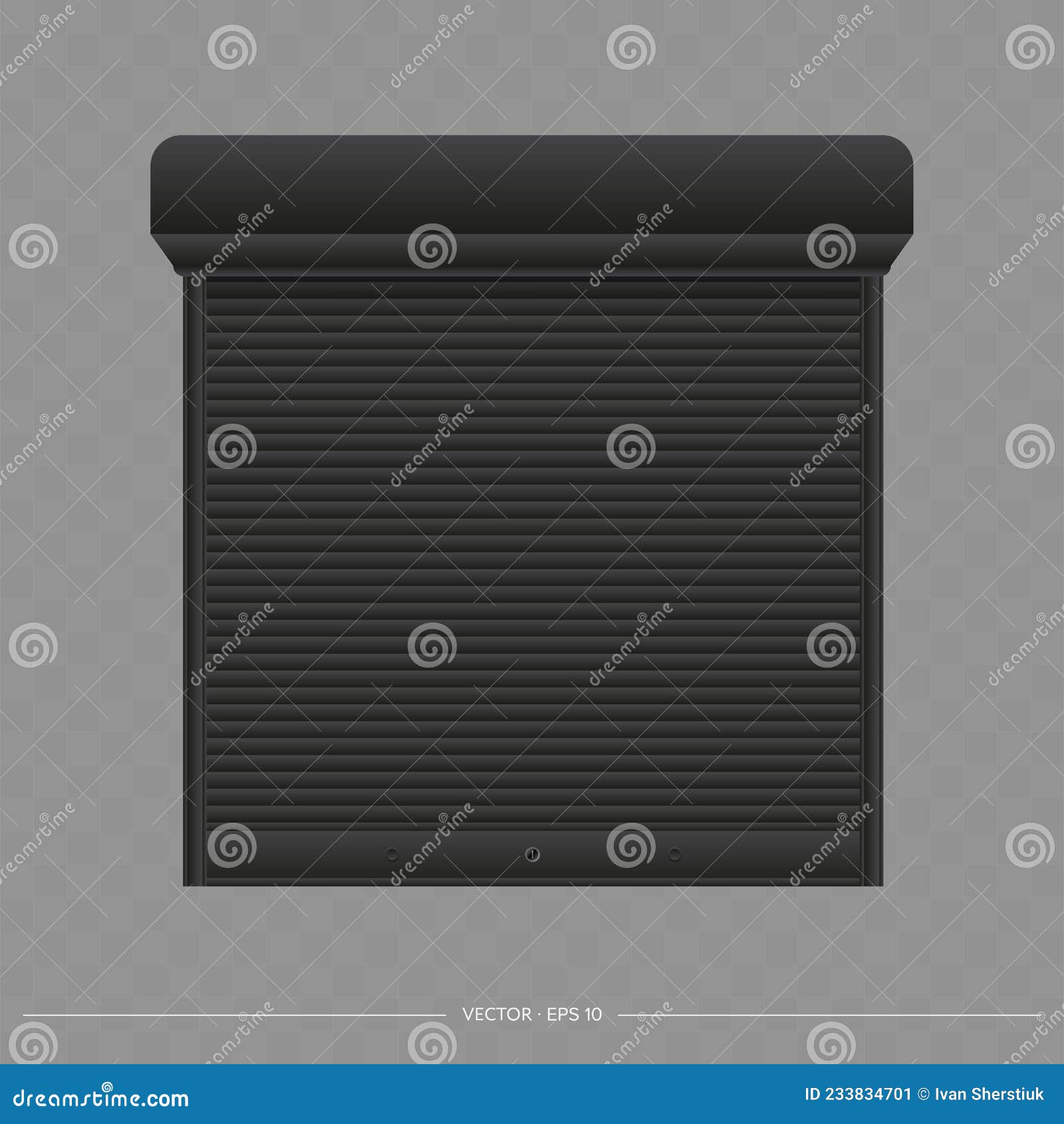 Black Roller Shutter on the Euro Window. Realistic Euro Window with Roller Shutters Vector