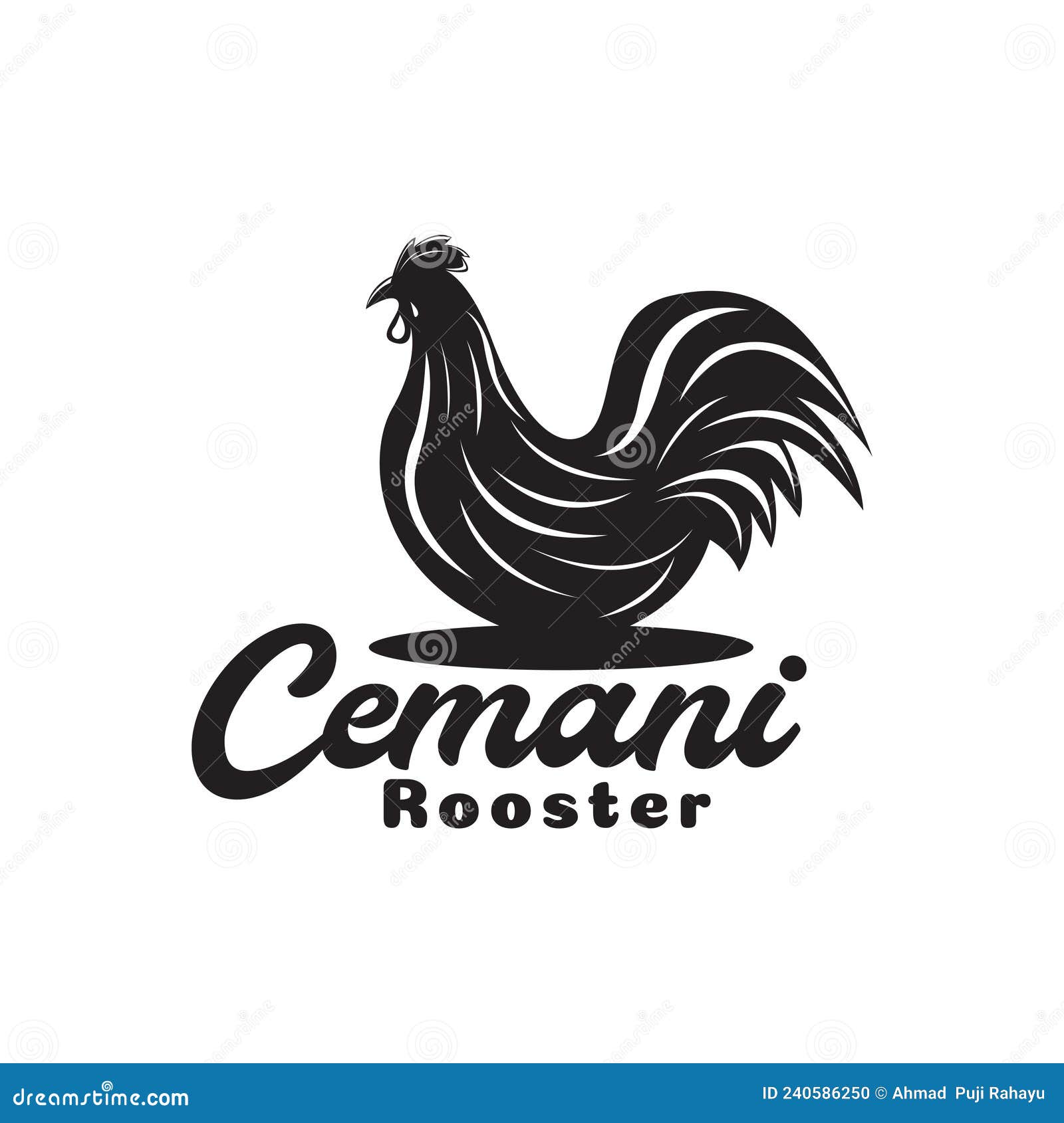 Black Rooster Cemani Logo Design, Vector Graphic Symbol Icon