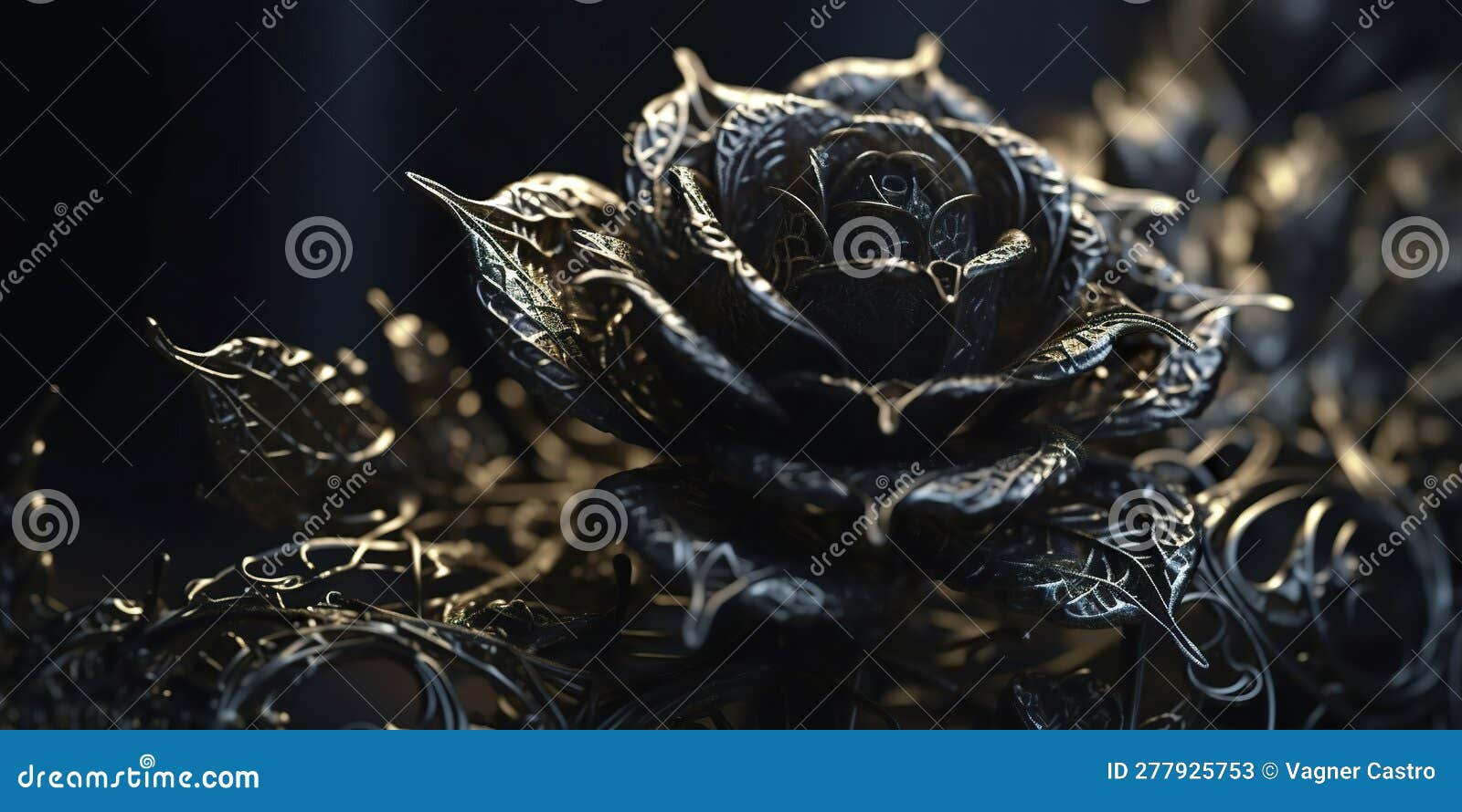 Full beautiful knitted rose black vantablack stem , Generate Ai 22875444  Stock Photo at Vecteezy