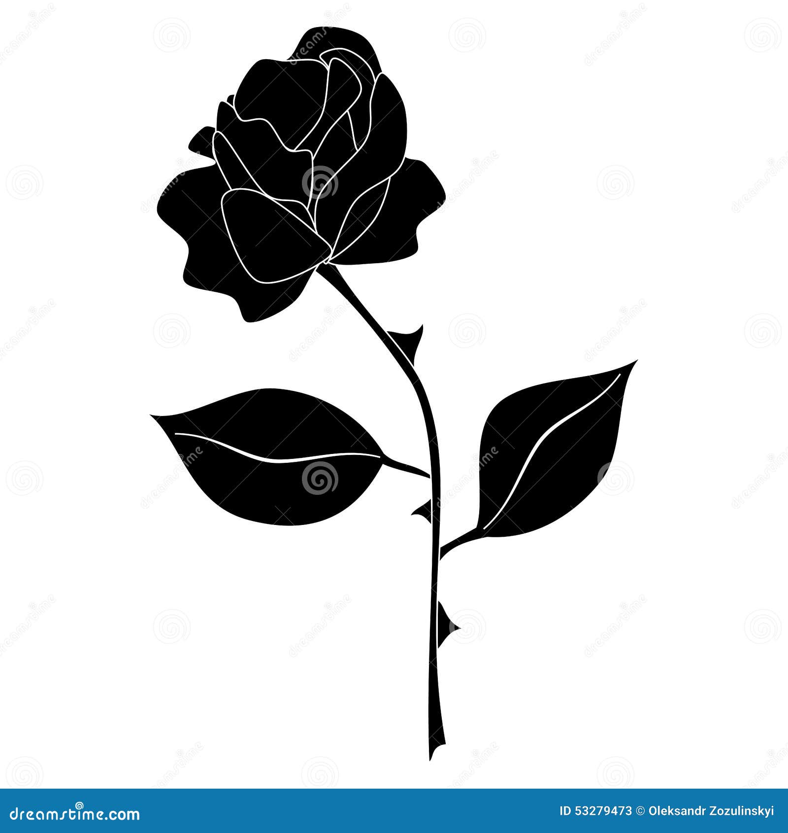 Black rose vector on white stock vector. Illustration of cartoon - 53279473