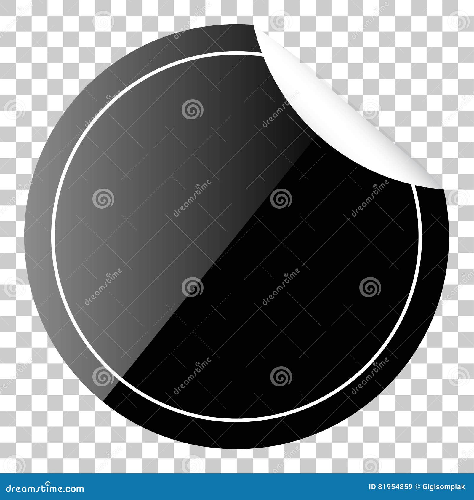 Black Rounded Blank Tag, At Transparent Effect Background Stock Vector