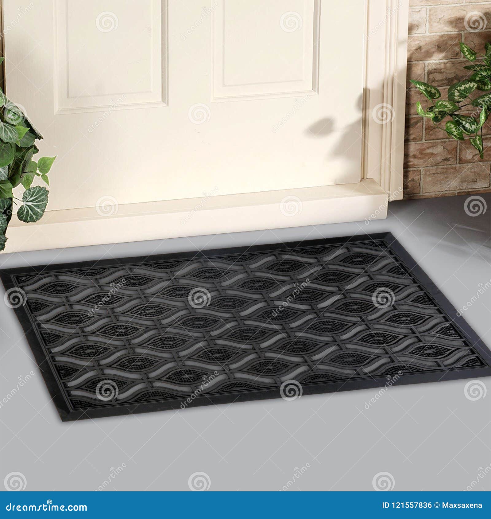 Black Rubber Ellipse Design Eyes Floor Door Mat Outside Home With