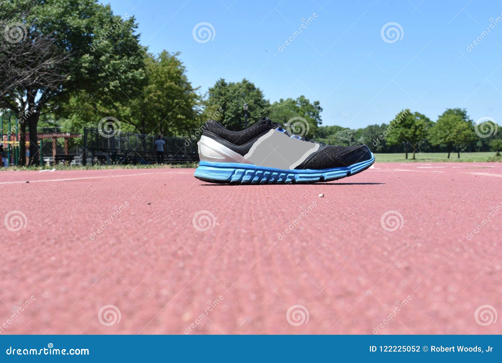 Black Running Shoe on a Track Stock Photo Image of fitness, jogging