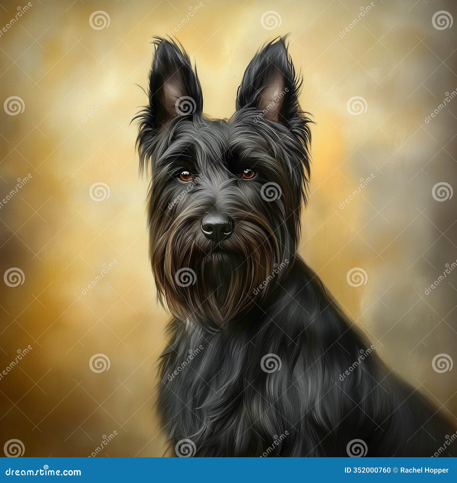ai generated. black scottish terrier portrait showcasing its distinctive features against a muted background