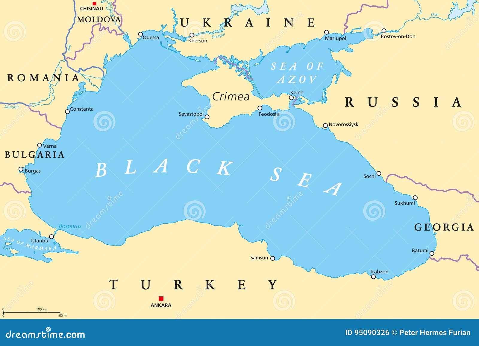 black sea and sea of azov region political map