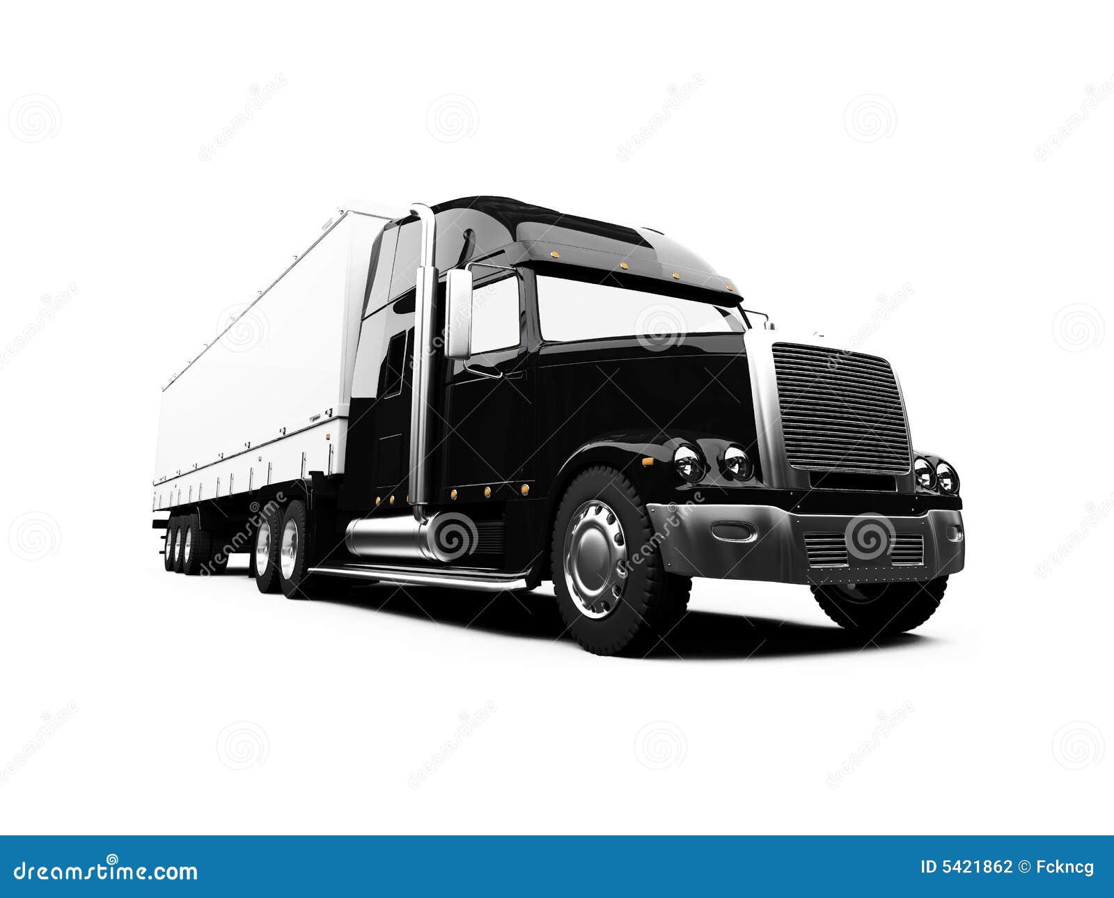 Black Semi Truck On White Background Stock Illustration  Image: 5421862