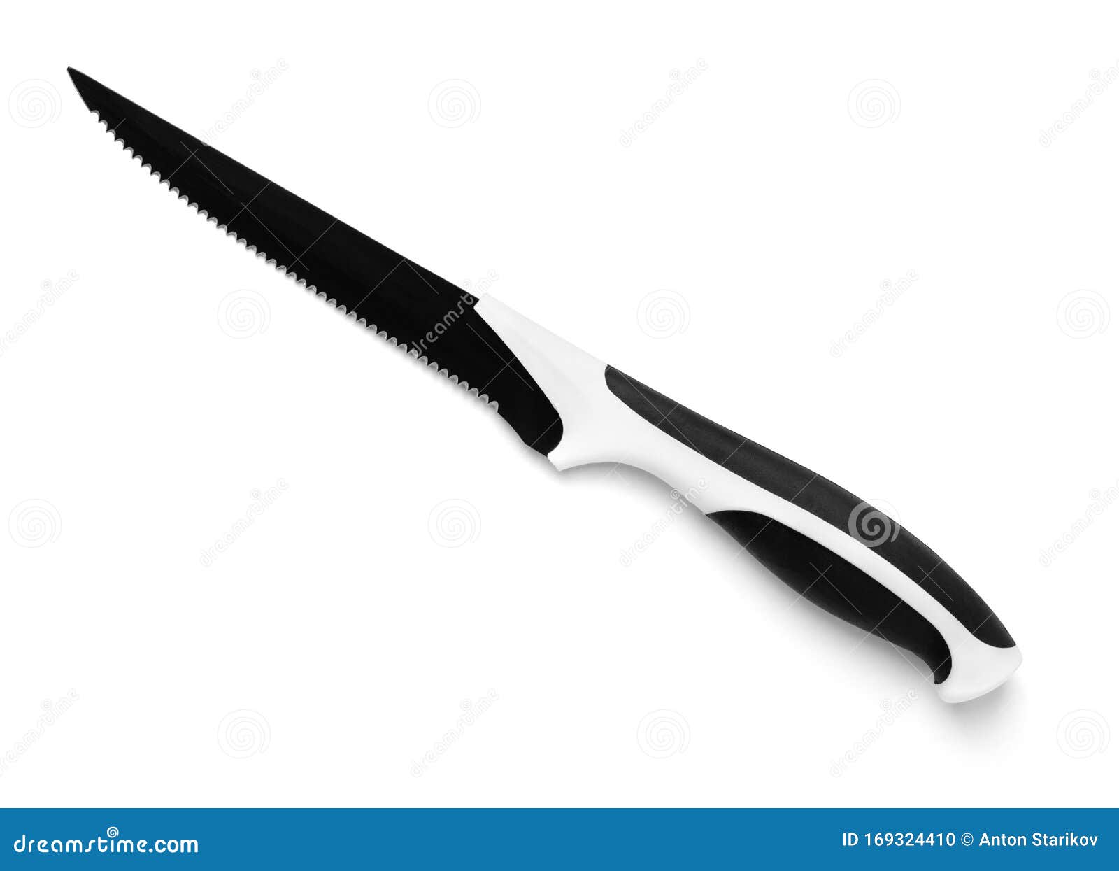 Black Serrated Utility Kitchen Knife Stock Photo Image of home, equipment 169324410