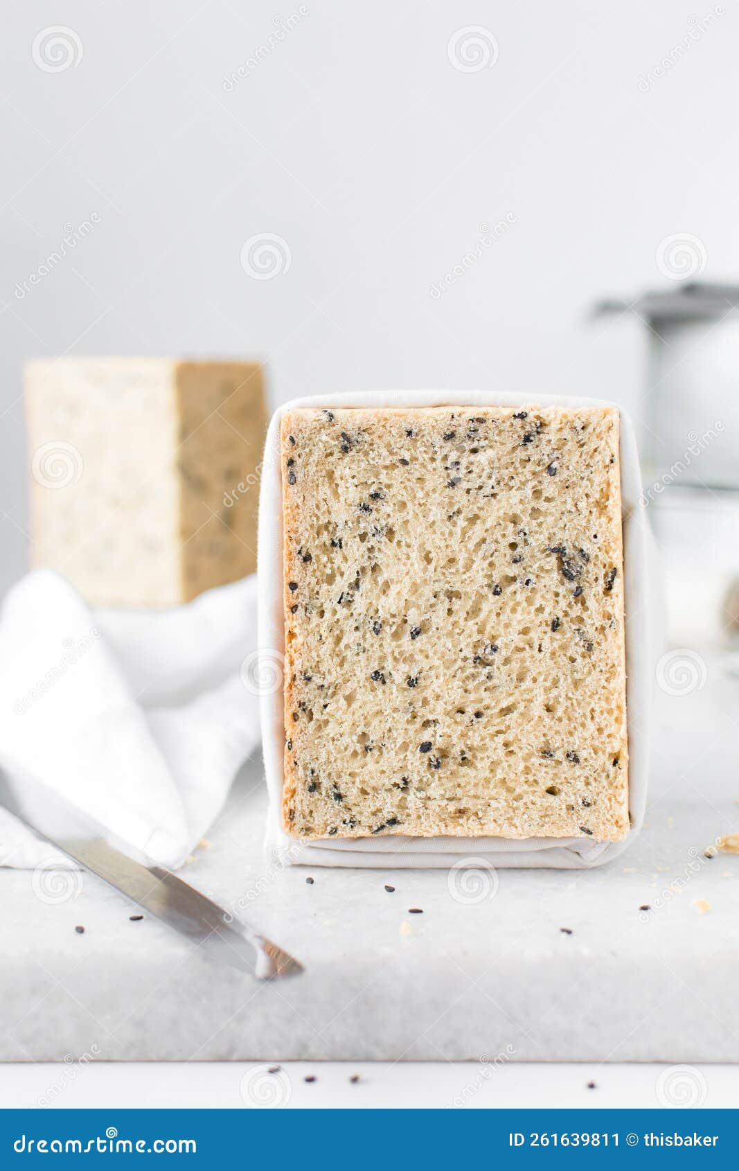 Black Sesame Seed Bread on a White Chopping Board Stock Image Image of seeds, wholewheat
