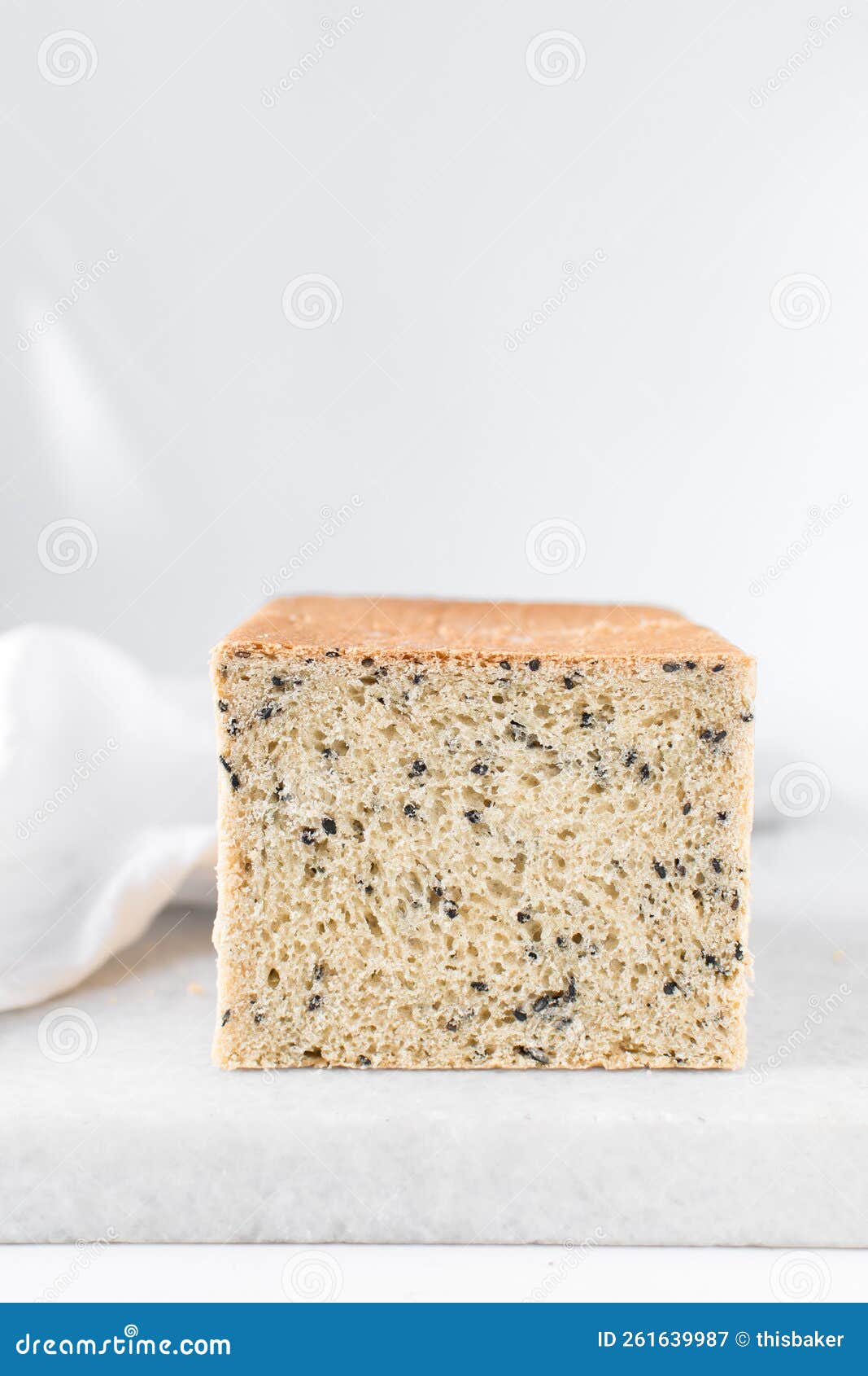 Black Sesame Seed Bread on a White Chopping Board Stock Image Image of flake, antioxidant