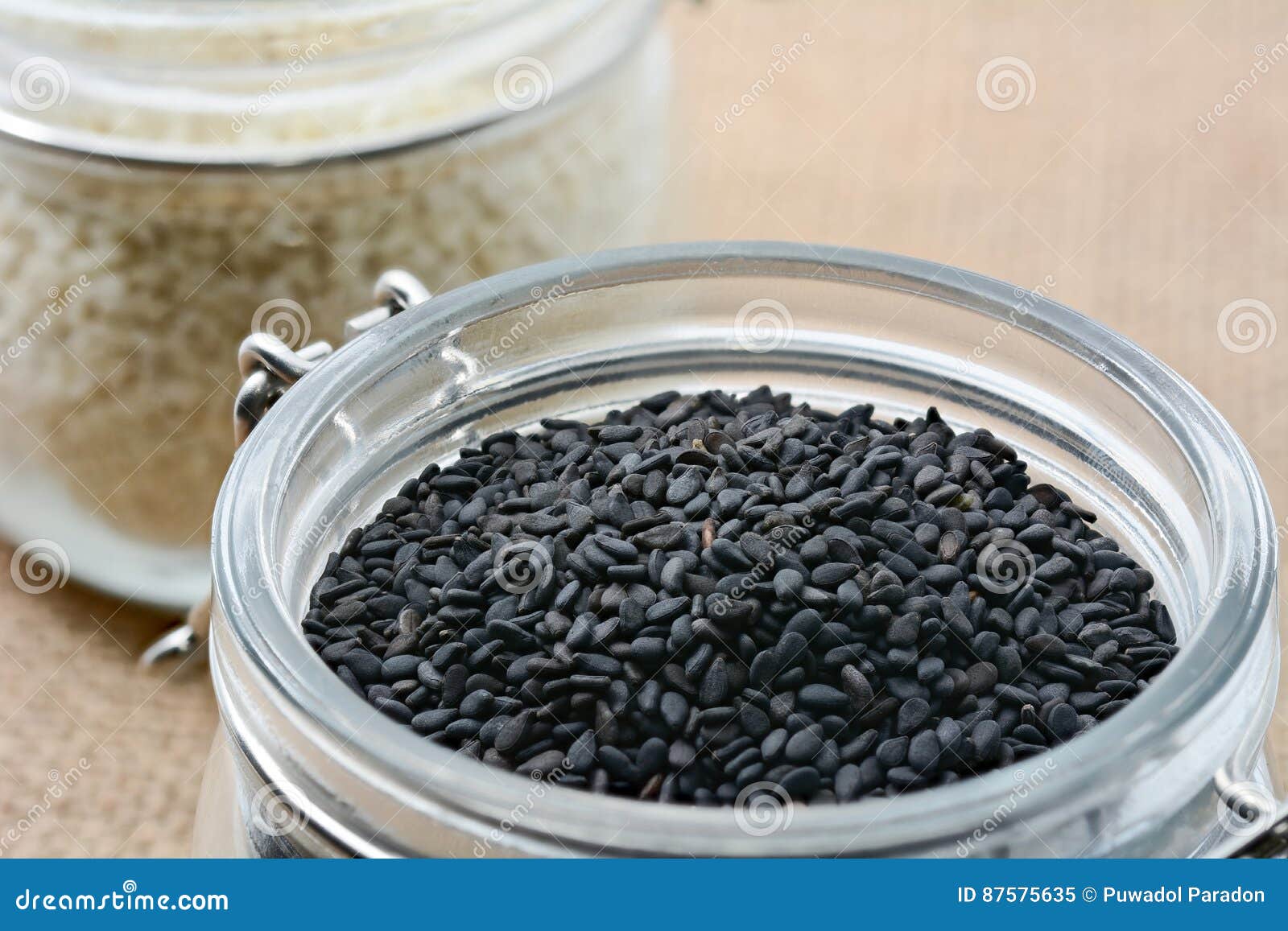 Black Sesame Seed in Mason Jar Stock Image Image of vitamin, herbal