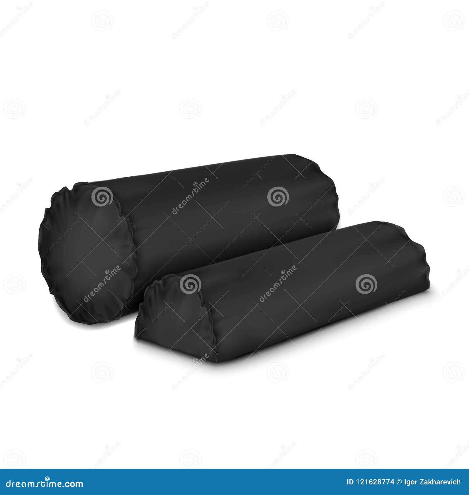 Black Set Pillow Cylinder stock illustration. Illustration of fabric 121628774