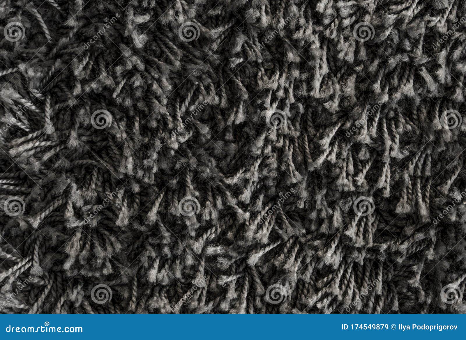 Black Shaggy Carpet Texture, Rug with Short Wool Background Stock Image