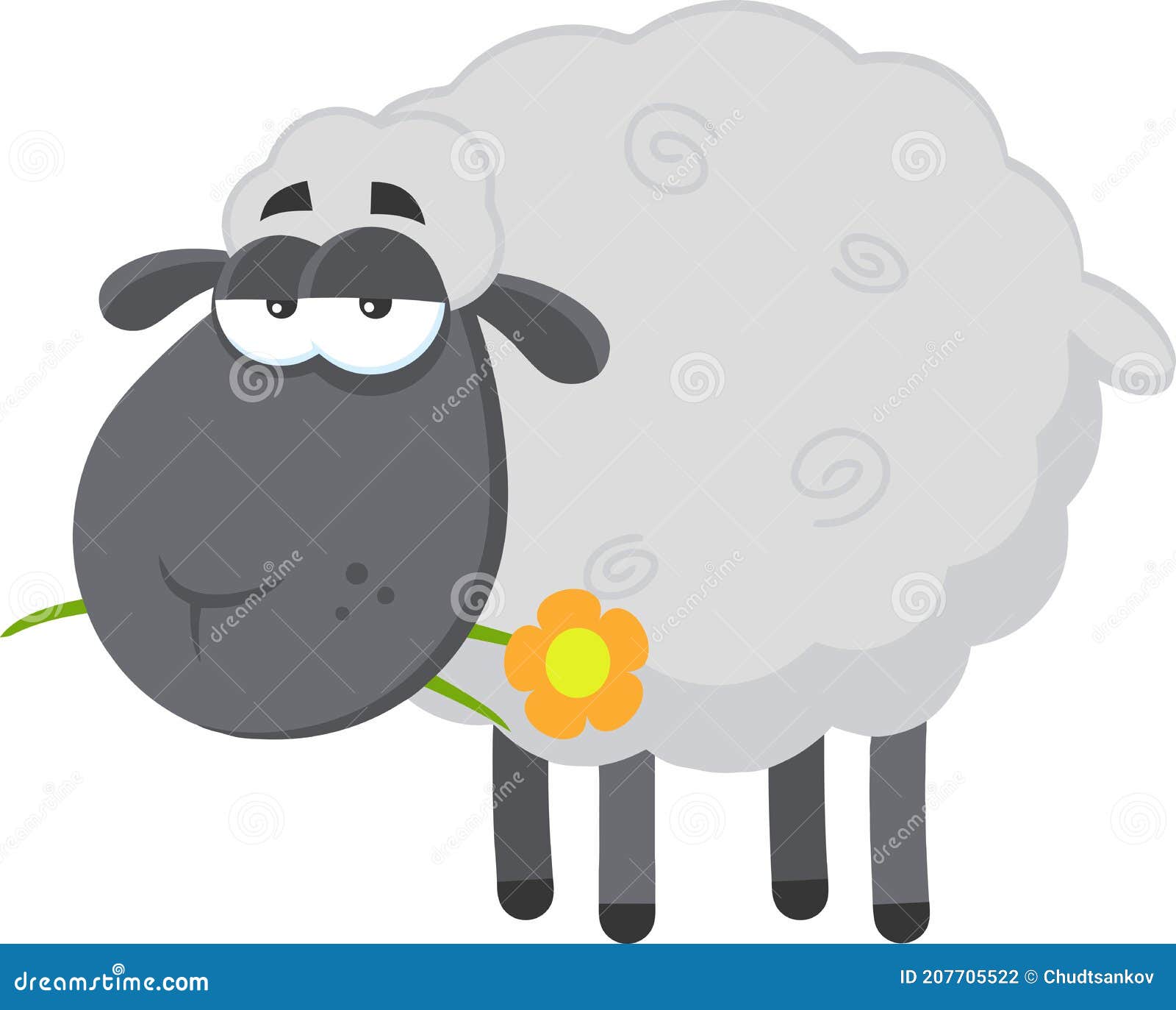 Black Sheep Cartoon Character with a Flower Stock Vector - Illustration of  black, easter: 207705522