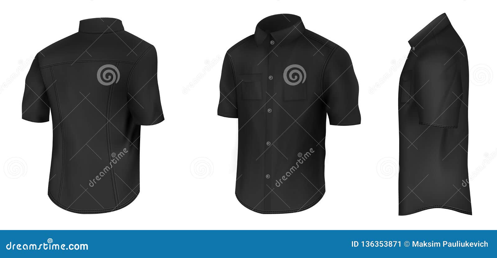 Download Black Shirt With Short Sleeves Vector Mockup Stock Vector ...