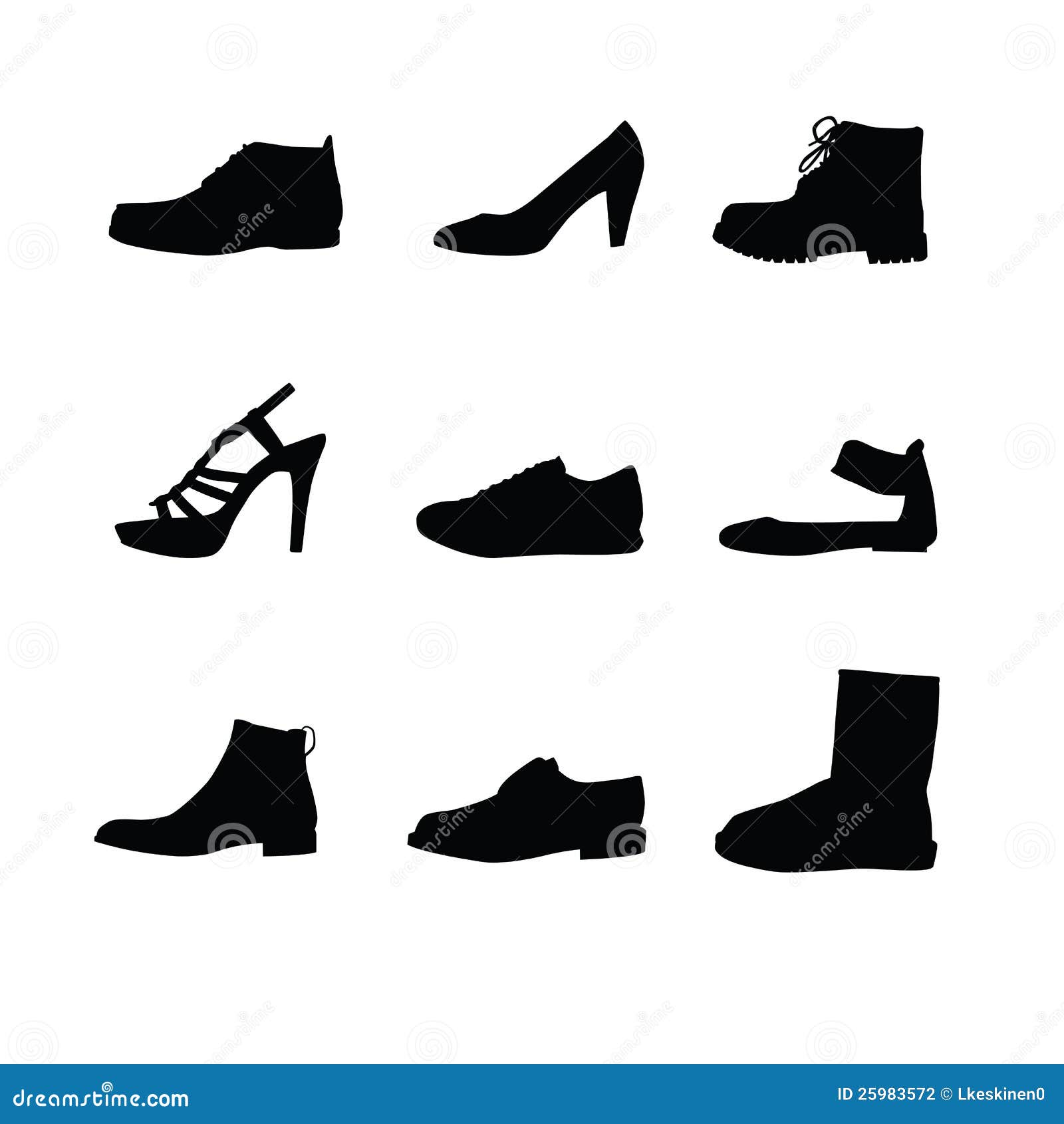 Black shoes silhouettes stock vector. Illustration of isolated - 25983572