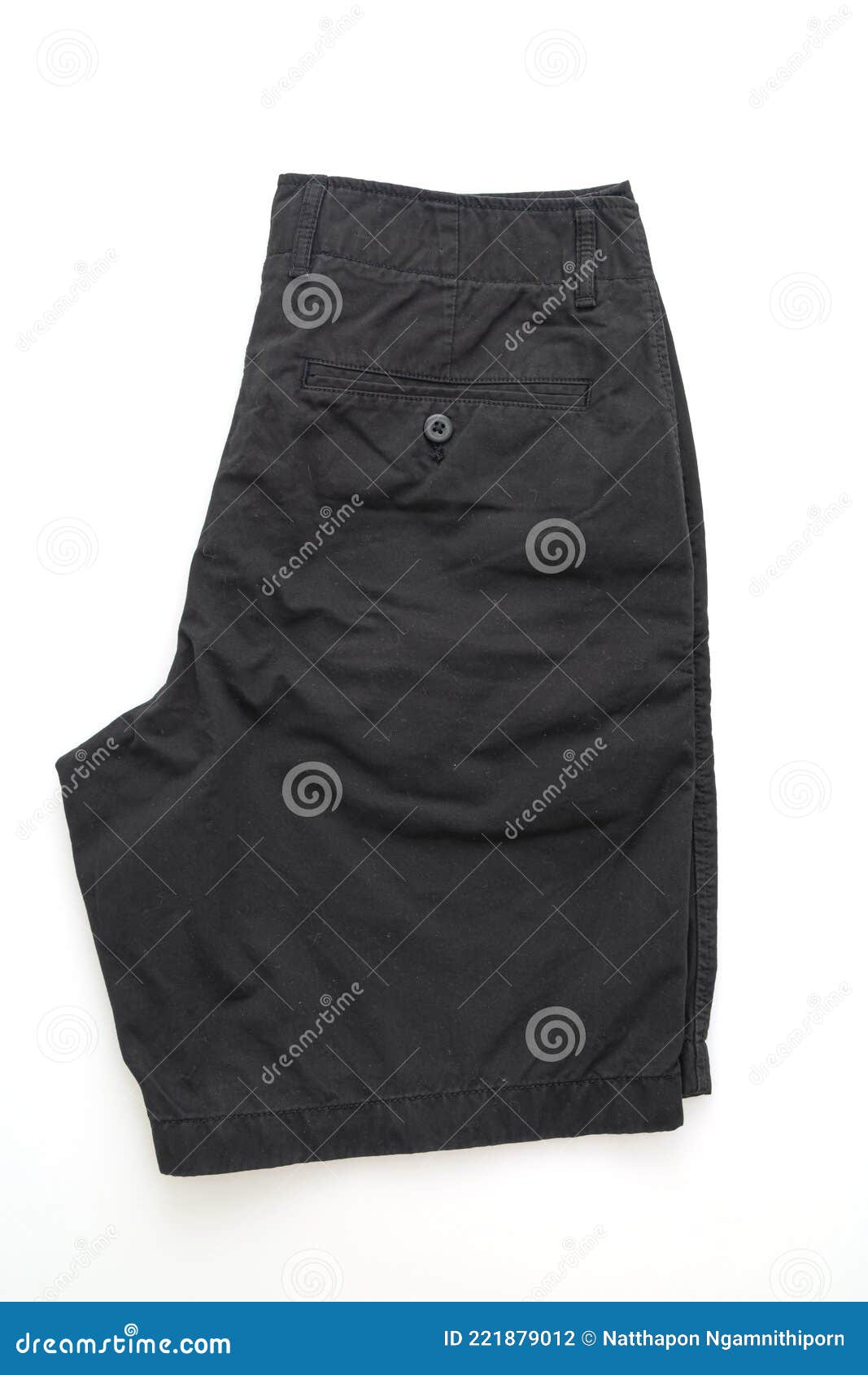Black Short Pant Fold on White Background Stock Photo - Image of label ...