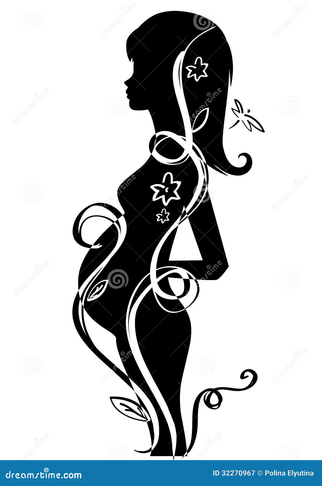 Black Sihouette of Pregnant Stock Vector - Illustration of ...