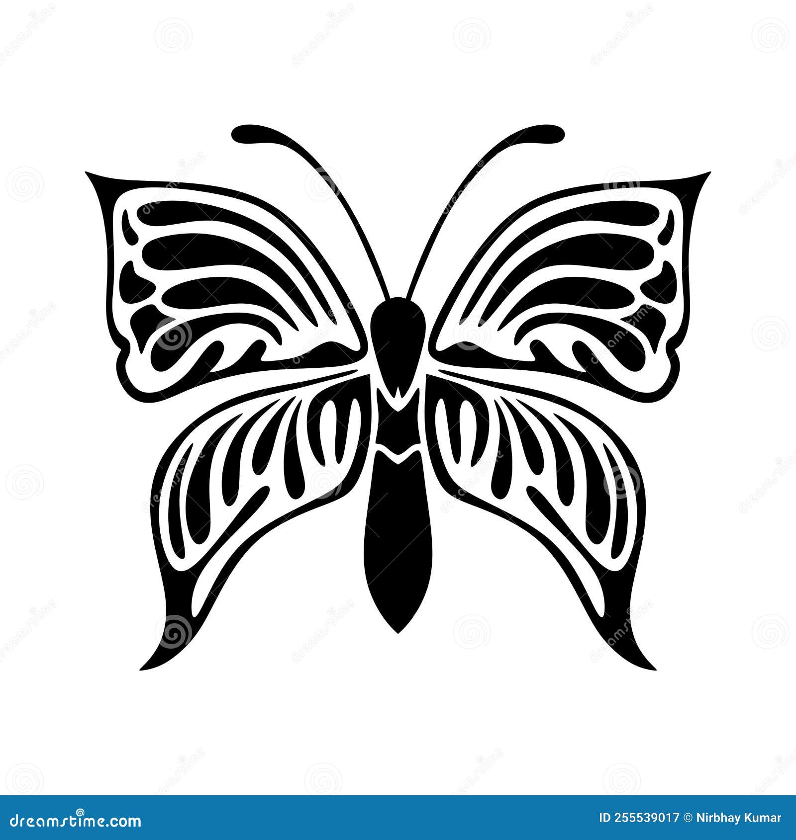 Black and White Butterfly Tattoo Stock Vector - Illustration of logo
