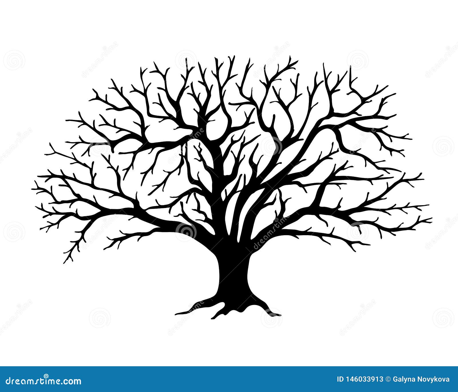 Black Silhouette Apple Tree Without Leaves Stock Vector ...