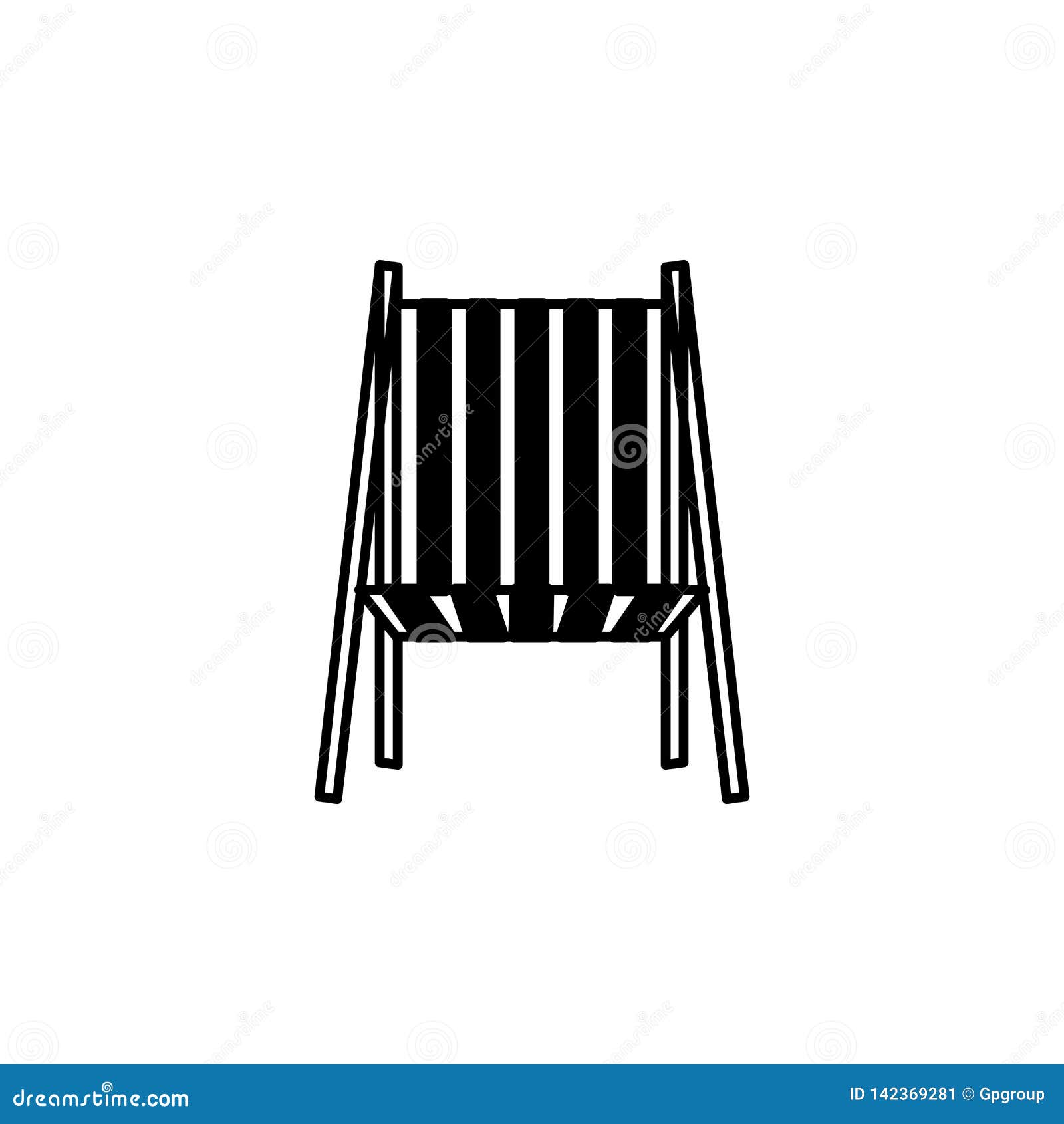 Download Black Silhouette Of Beach Chair Front View Stock Vector ...