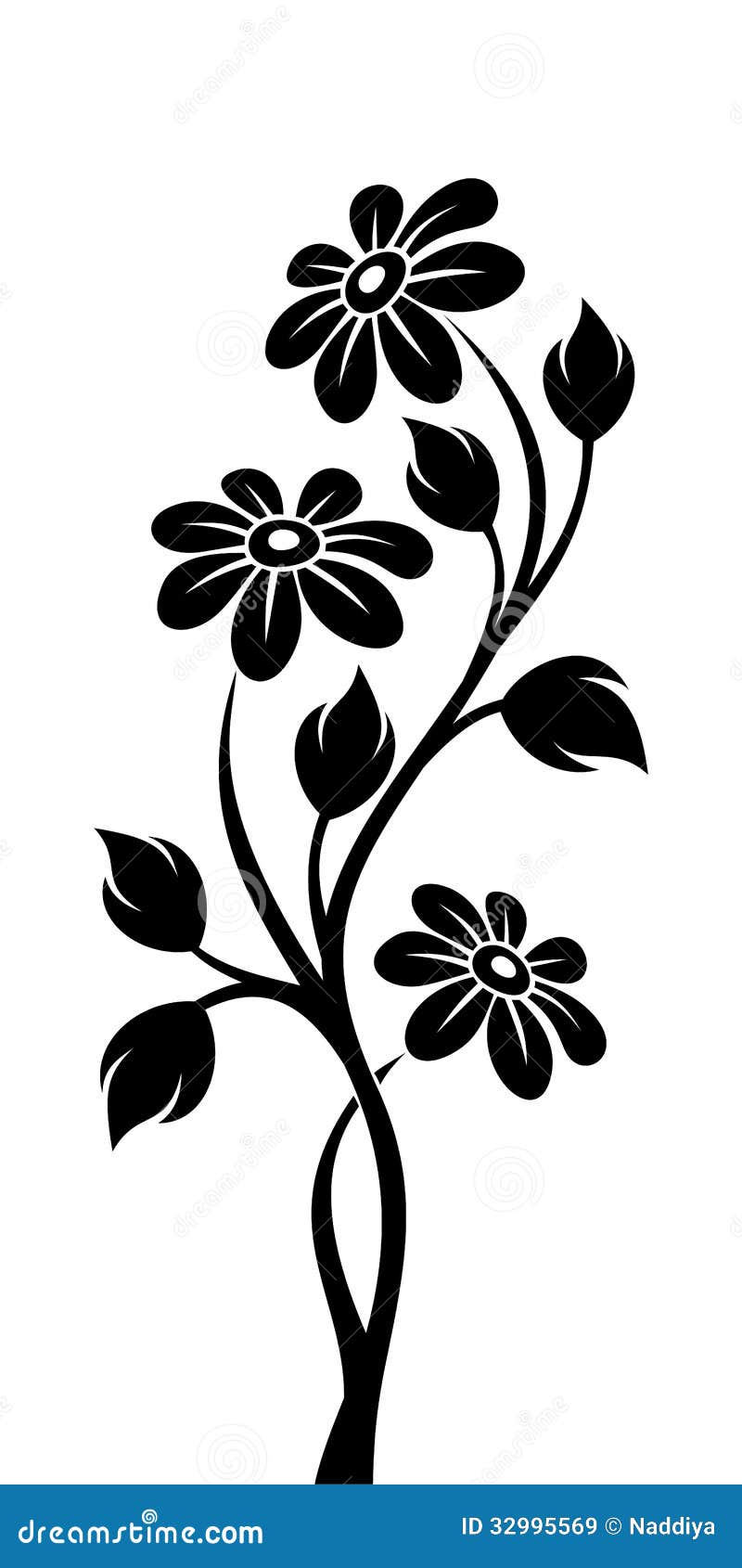 Flower Silhouette Poster - Black flowers 