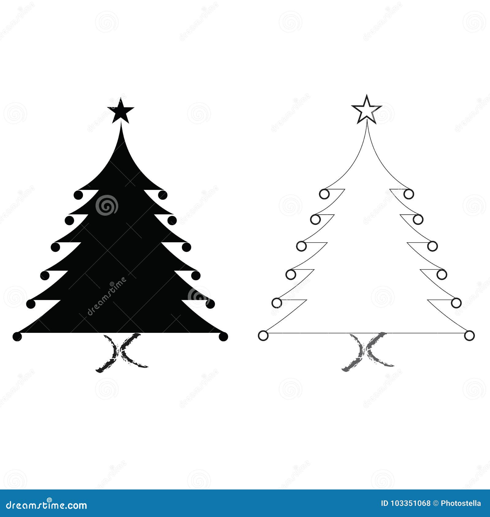 Black Silhouette Christmas Trees Vector Set Stock Vector - Illustration ...