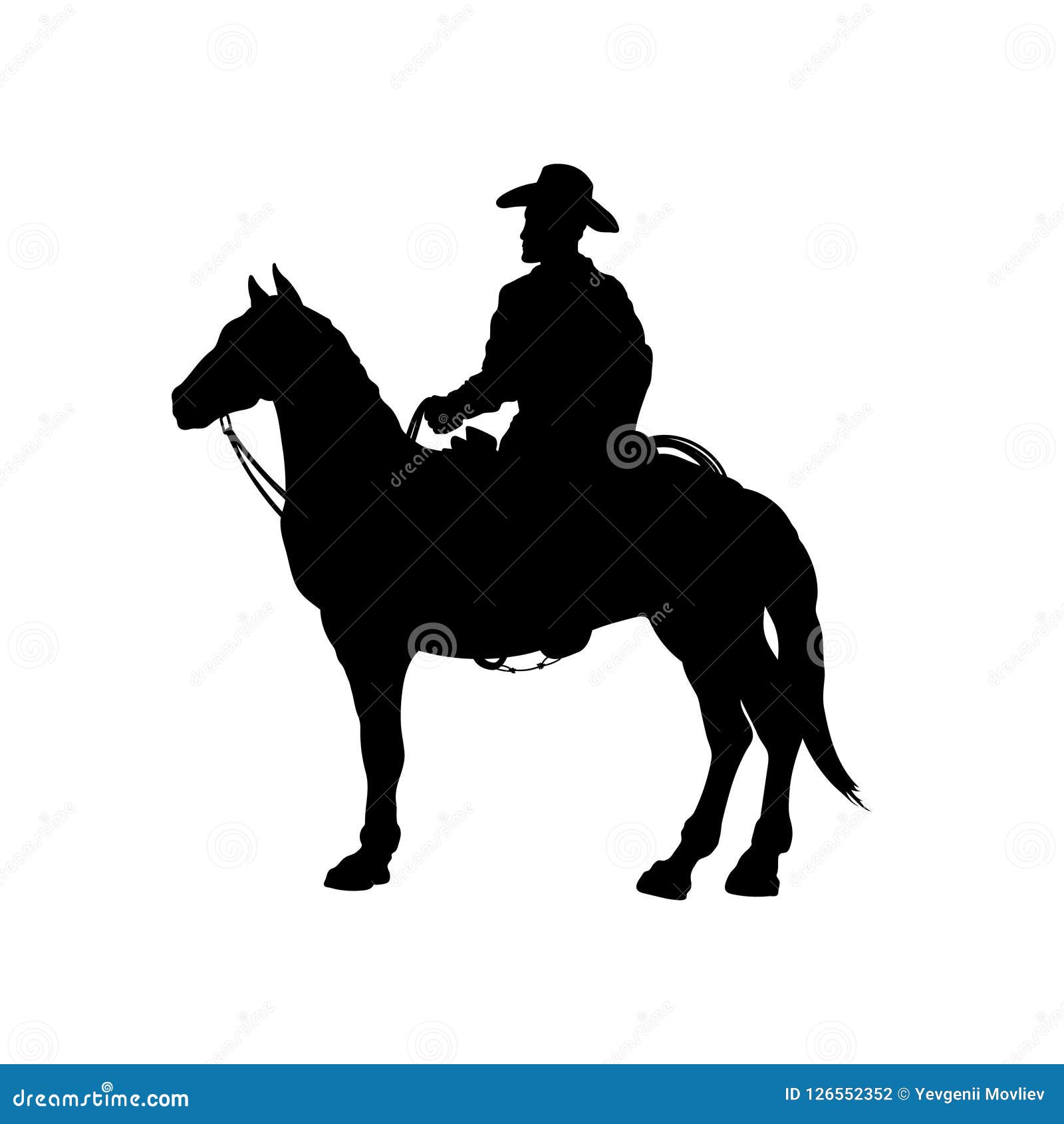 black silhouette of cowboy on horse.  image of american rider. western landscape