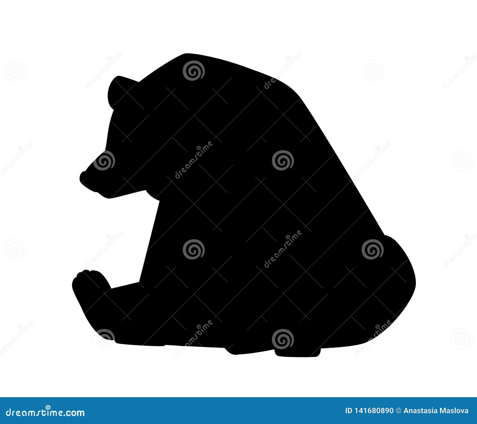 black silhouette. cute brown bear. carnivoran mammals, family ursidae. cartoon animal . flat    on