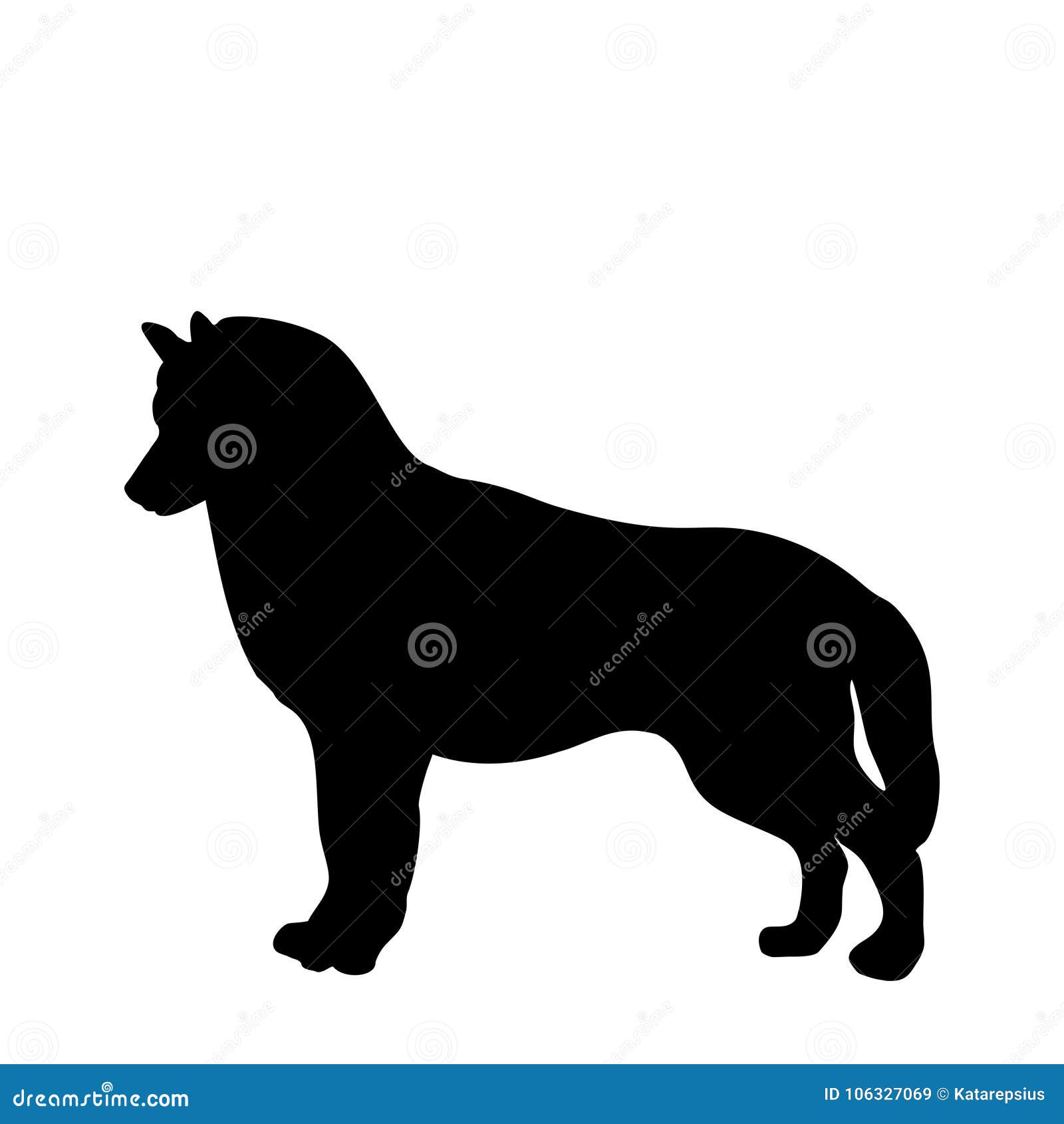 Download Black Silhouette Of Dog Standing Backways Isolated On ...