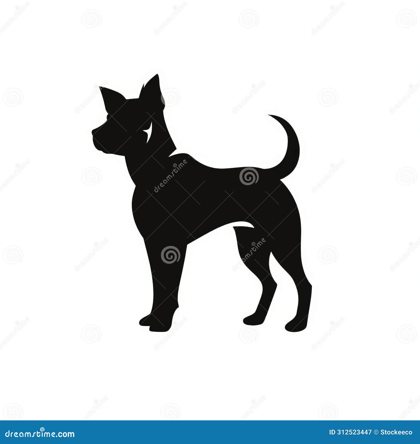 minimalistic black dog silhouette icon on white background