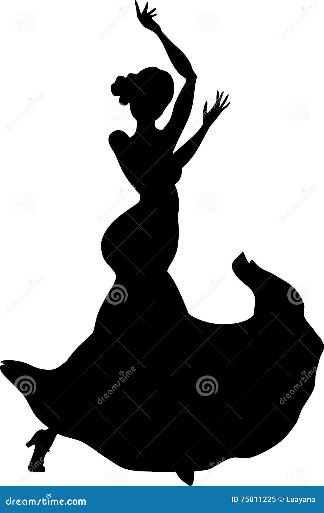 Black Silhouette Flamenco Dancer Stock Vector - Illustration of person ...