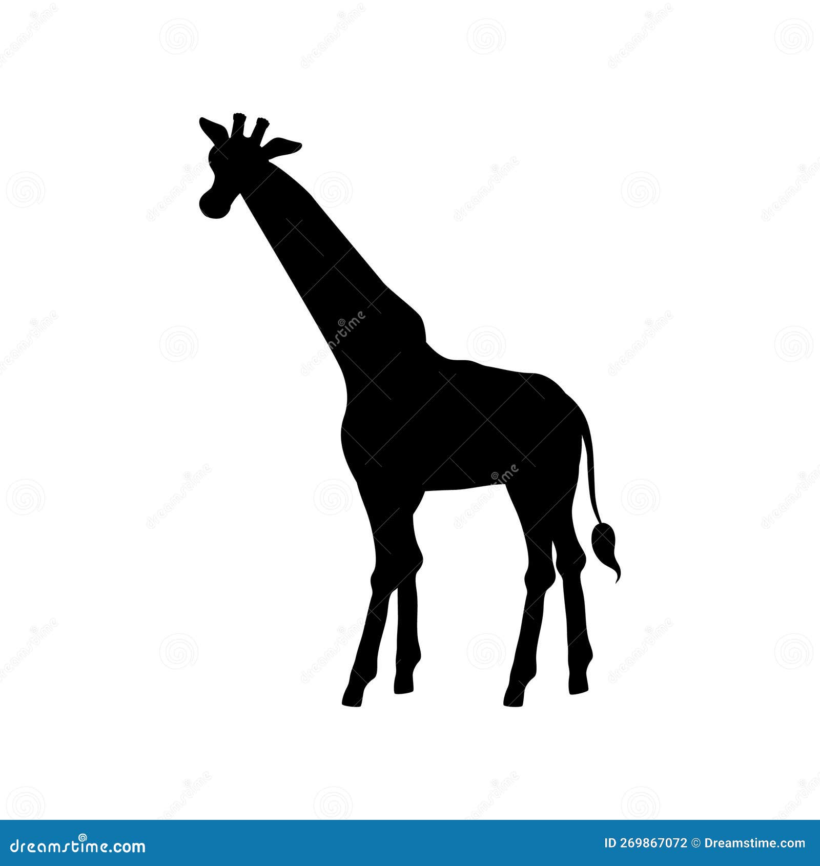 Black Silhouette of Going Giraffe Side View Flat Style, Vector