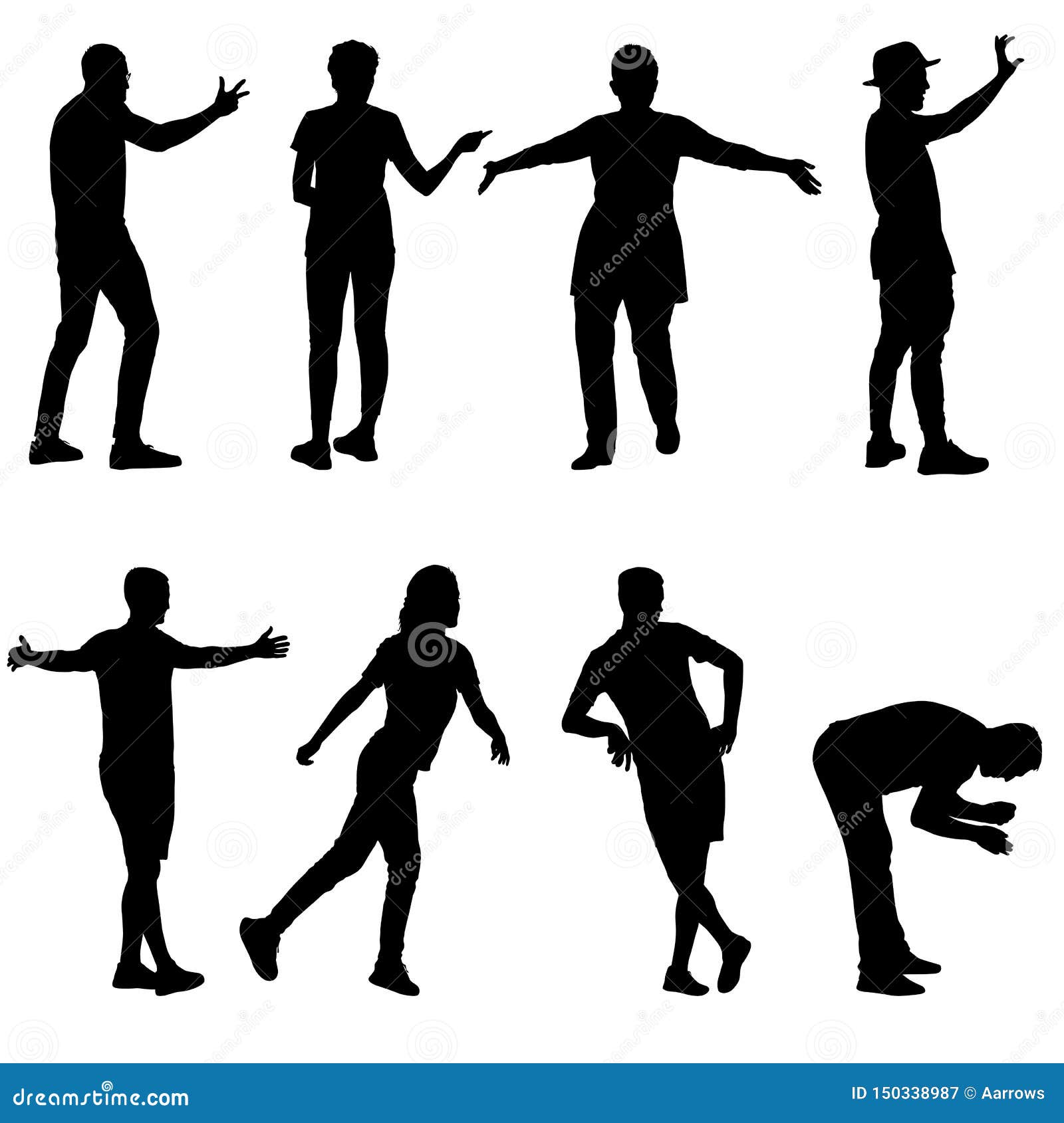 line of same man with various poses on white background Stock Photo - Alamy