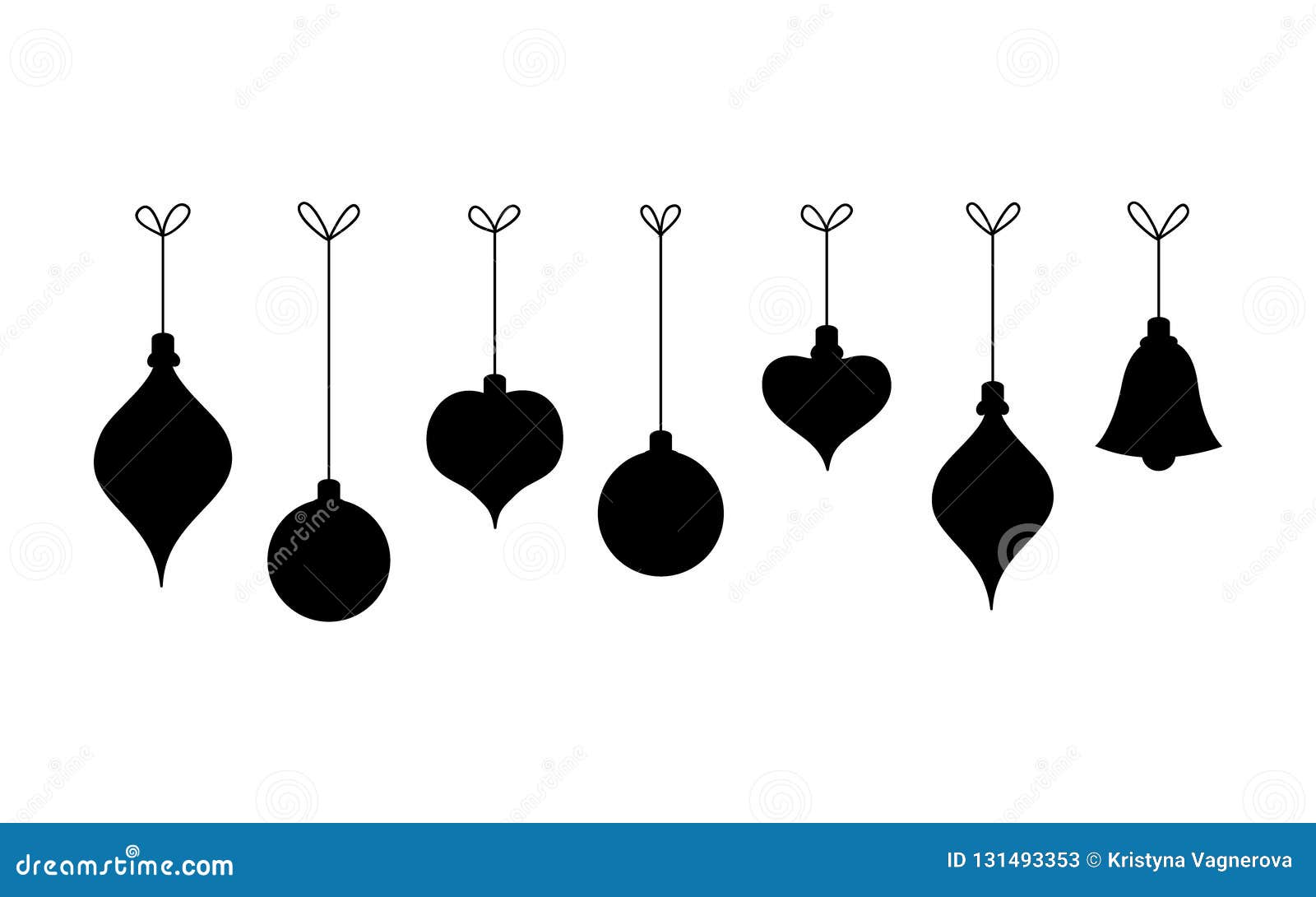 Download Black Silhouette Hanging Christmas Balls Stock Vector ...
