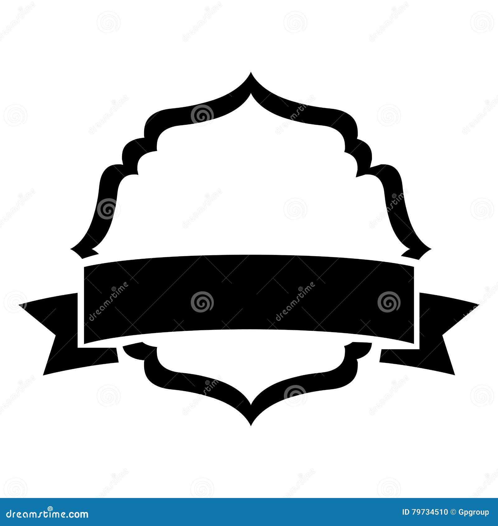 Black Silhouette Heraldic Decorative Frame with Label Stock Vector ...